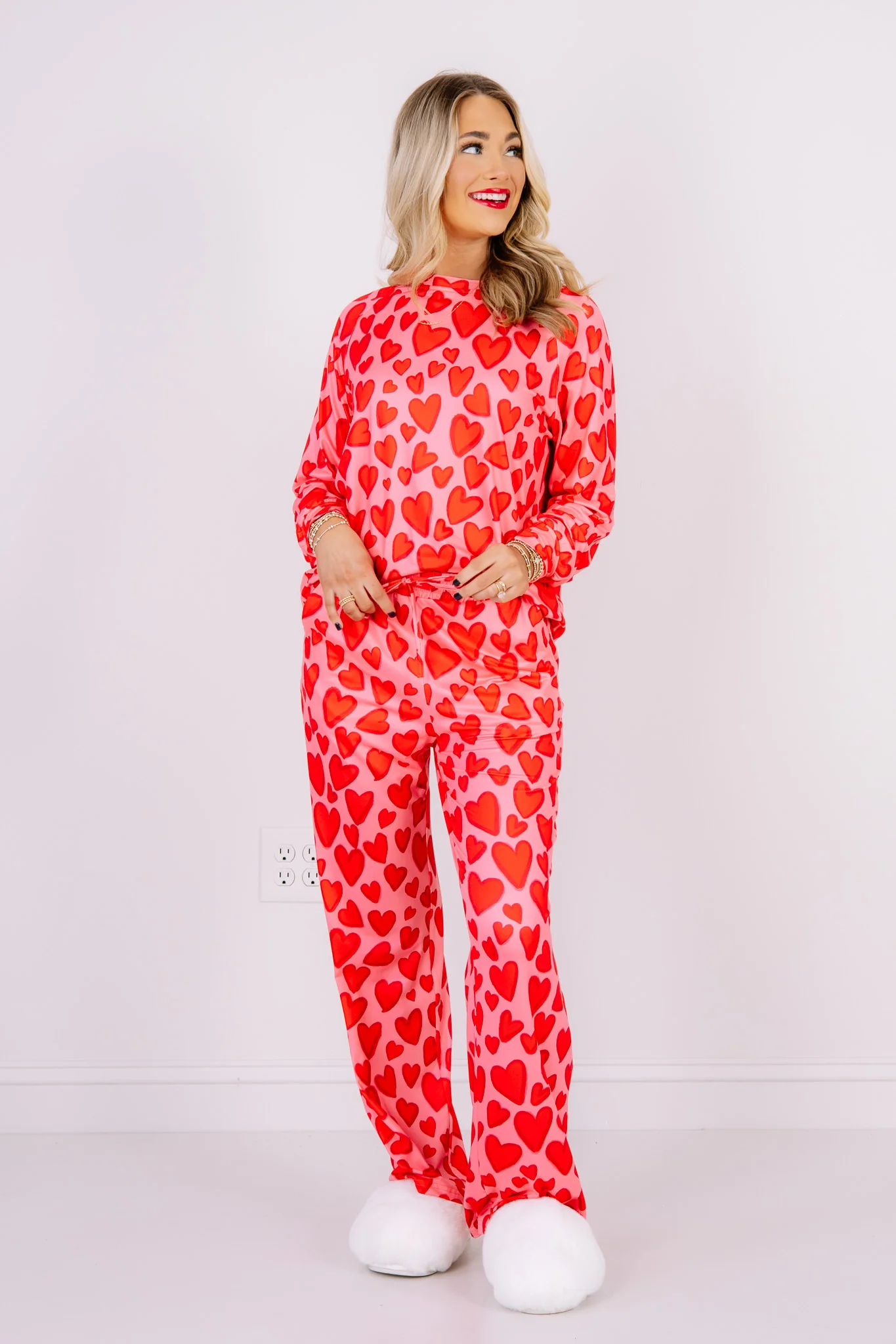 DOORBUSTER Red Heart Wide Leg Pajama Set - Image 5