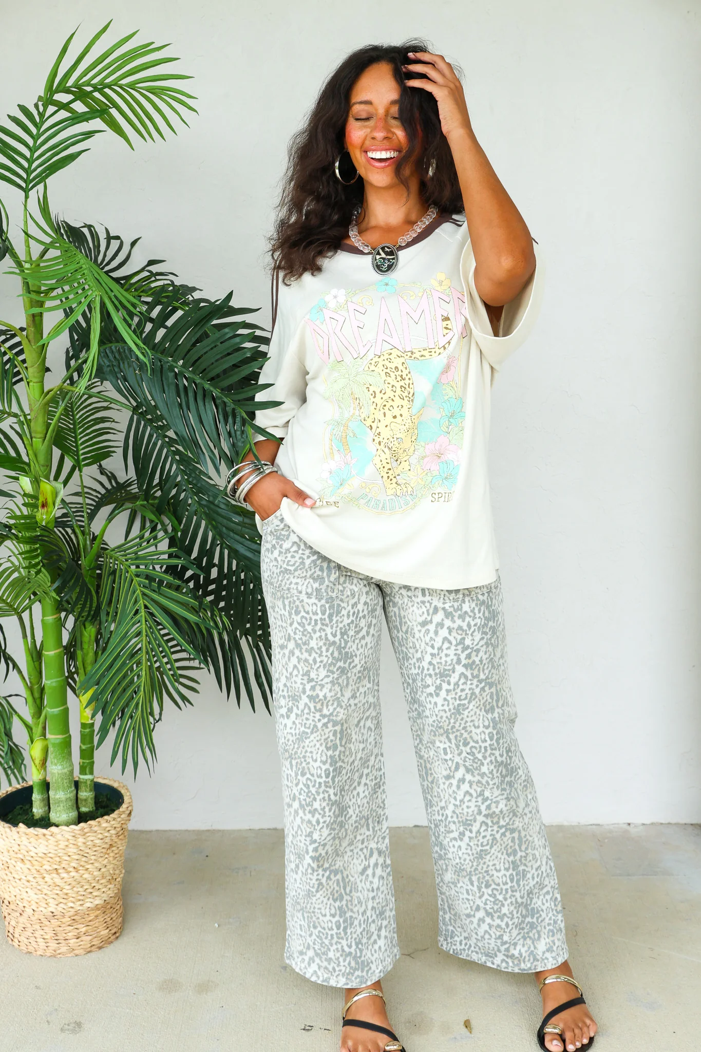 Paradise Dreamer Bone Leopard Bone Short Sleeve Tee - Image 5