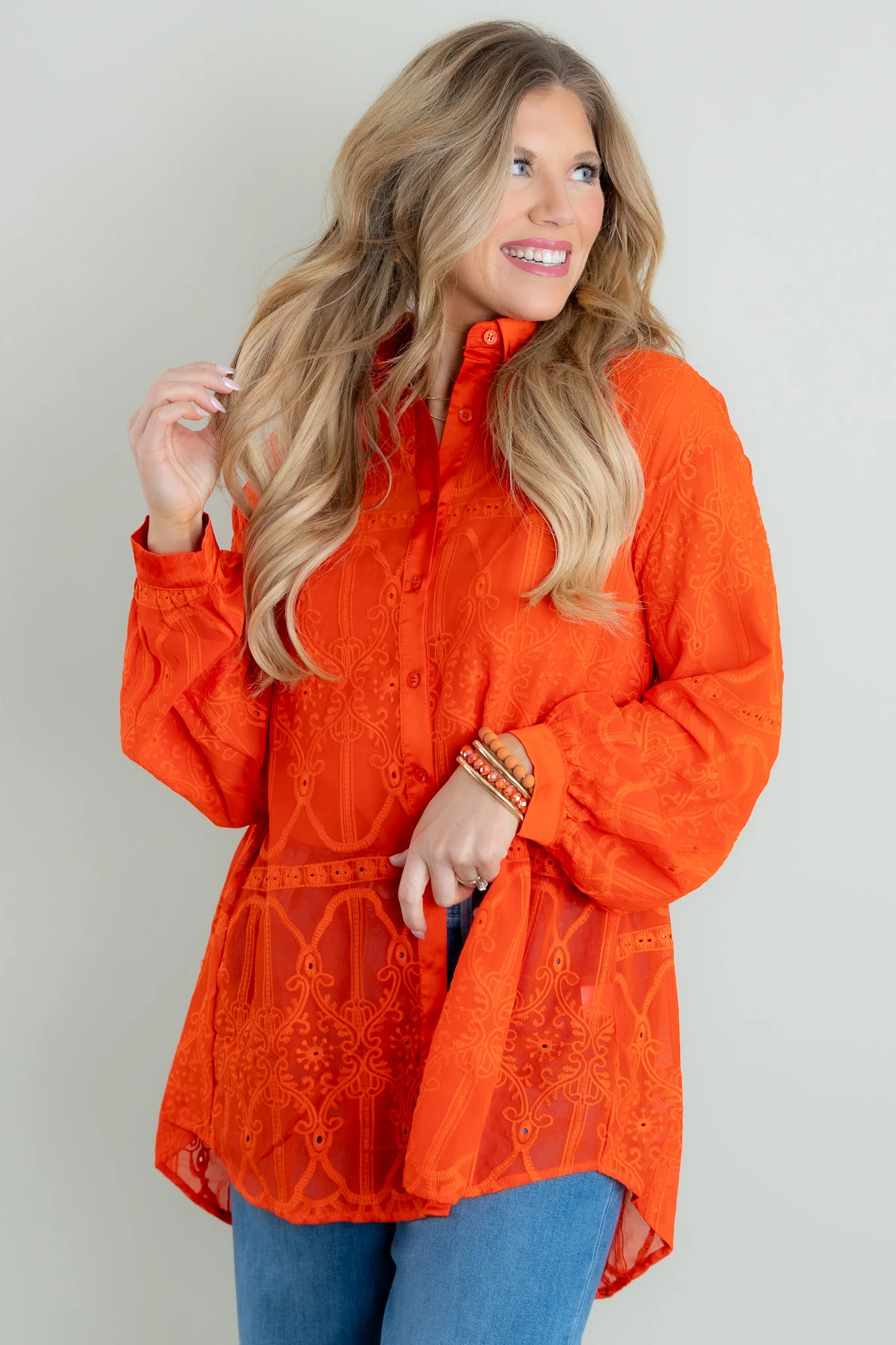 Laura Orange Long Sleeve Blouse - FINAL SALE - Image 4