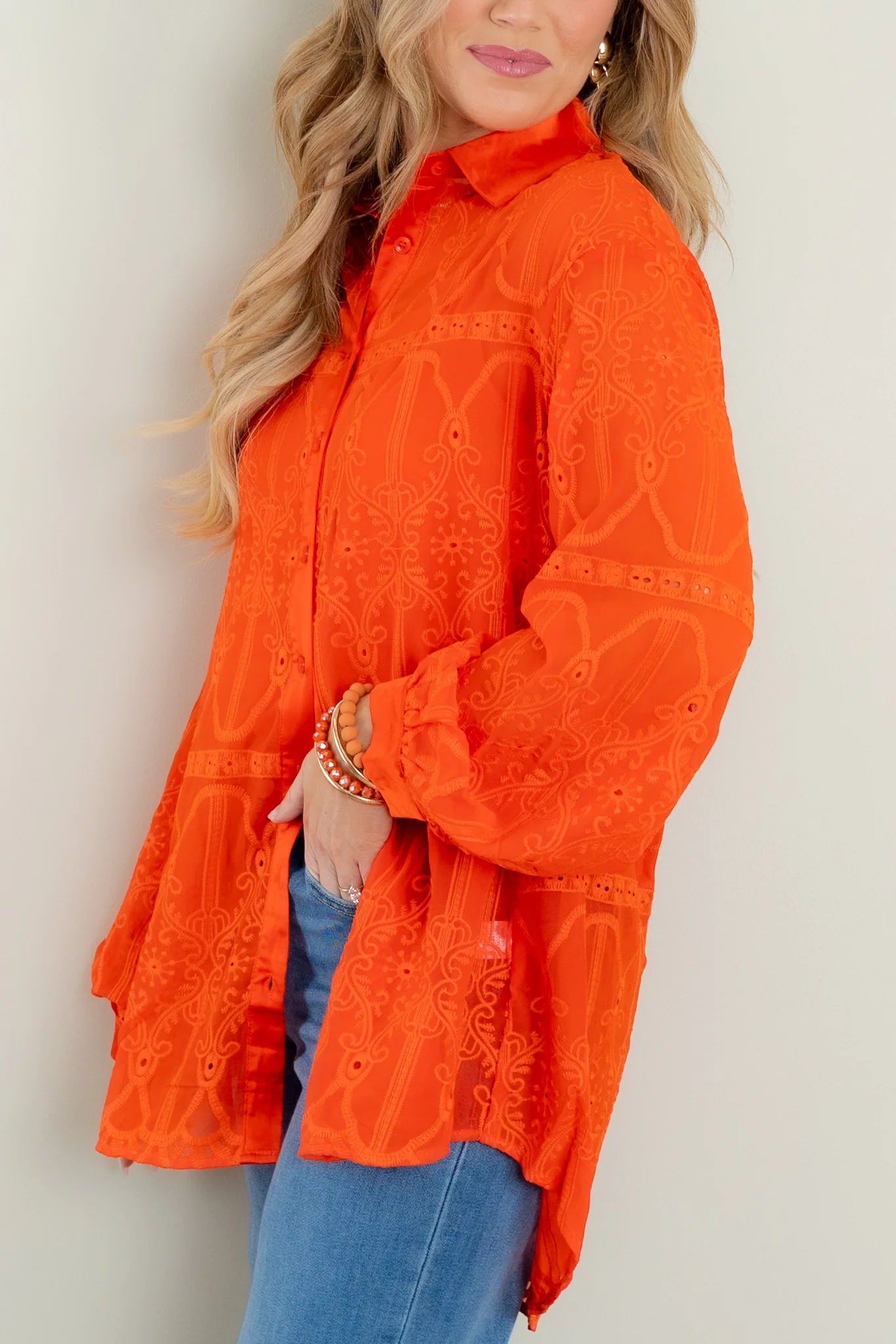 Laura Orange Long Sleeve Blouse - FINAL SALE - Image 5