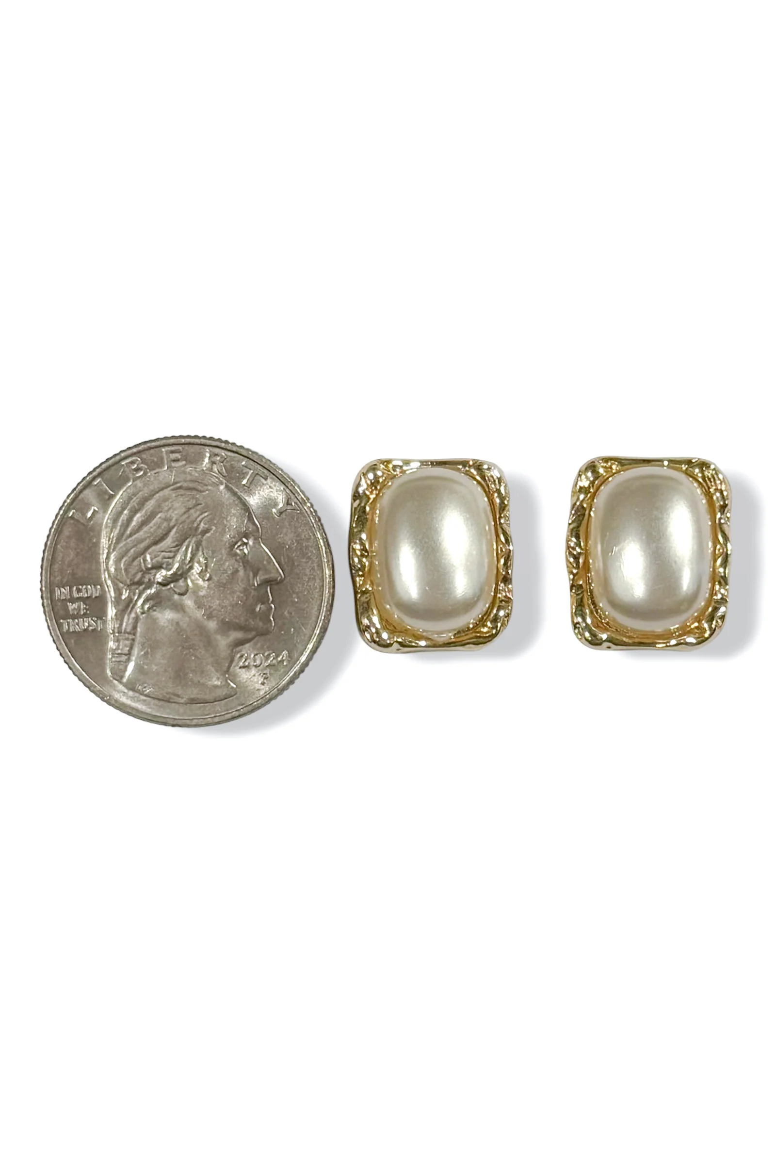 Tag Along Gold and Pearl Stud Earrings - Image 2