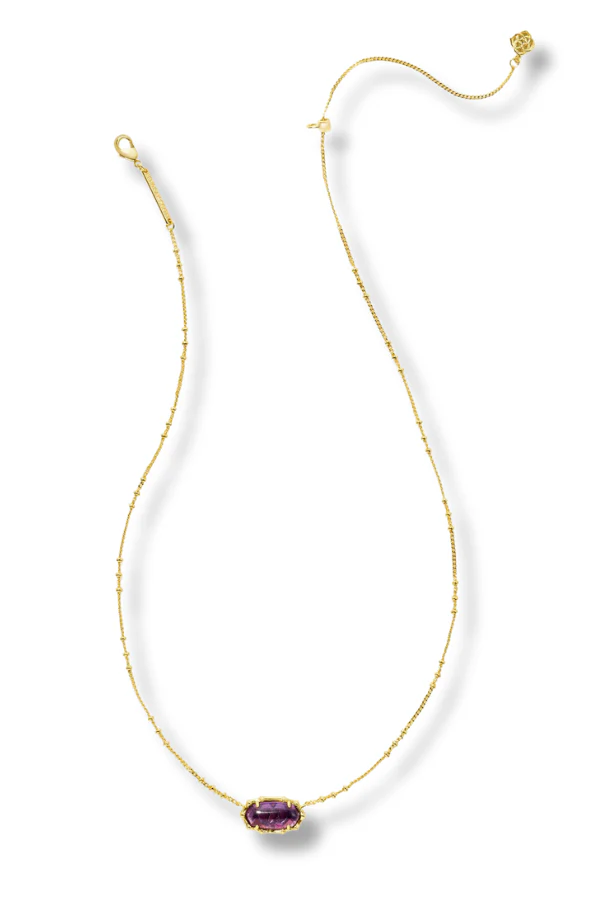 Elisa Bamboo Necklace - Gold Dark Purple Amethyst | Kendra Scott - FINAL SALE