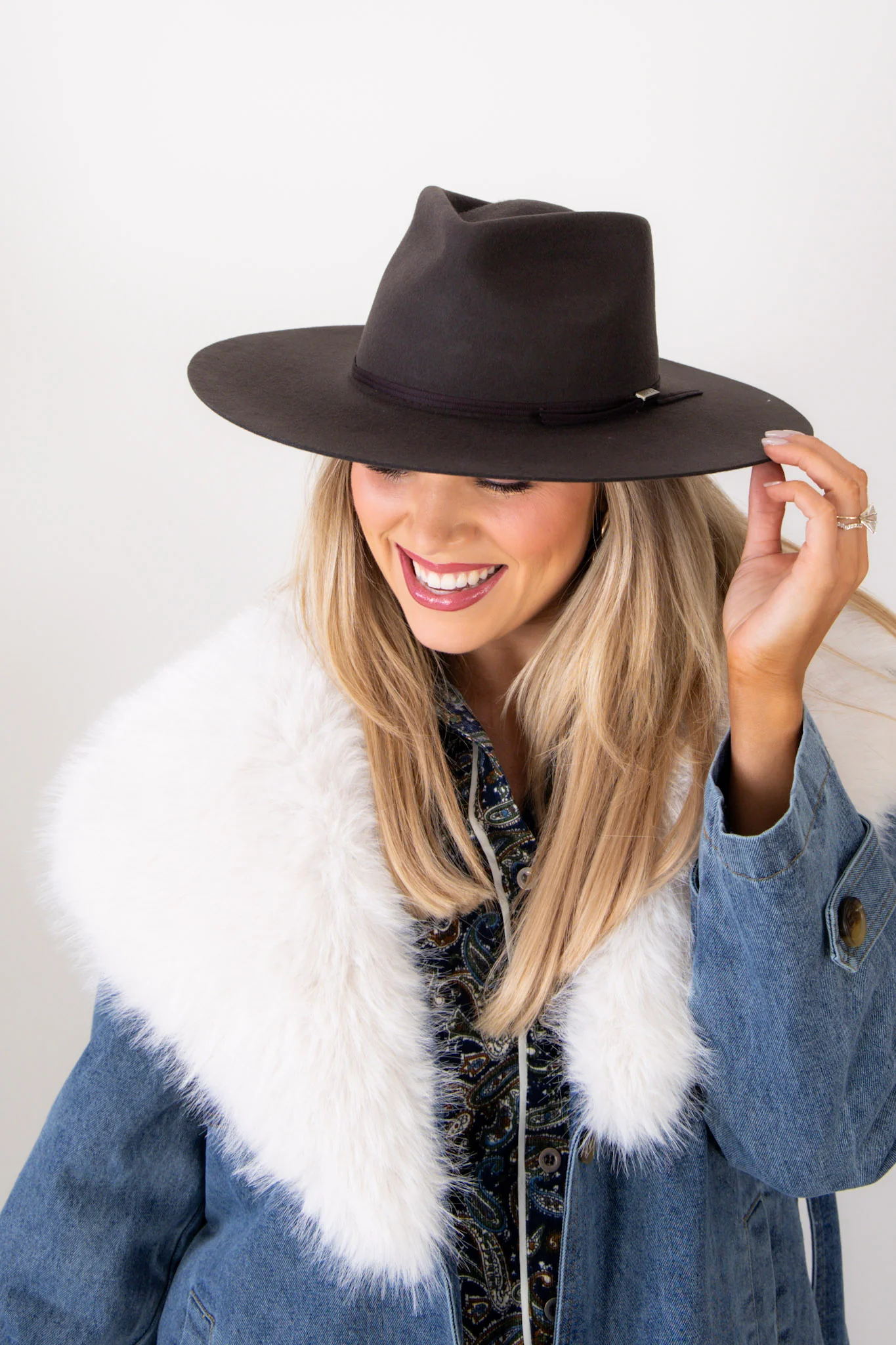 GIGI PIP Emery Dark Brown Teardrop Fedora Hat