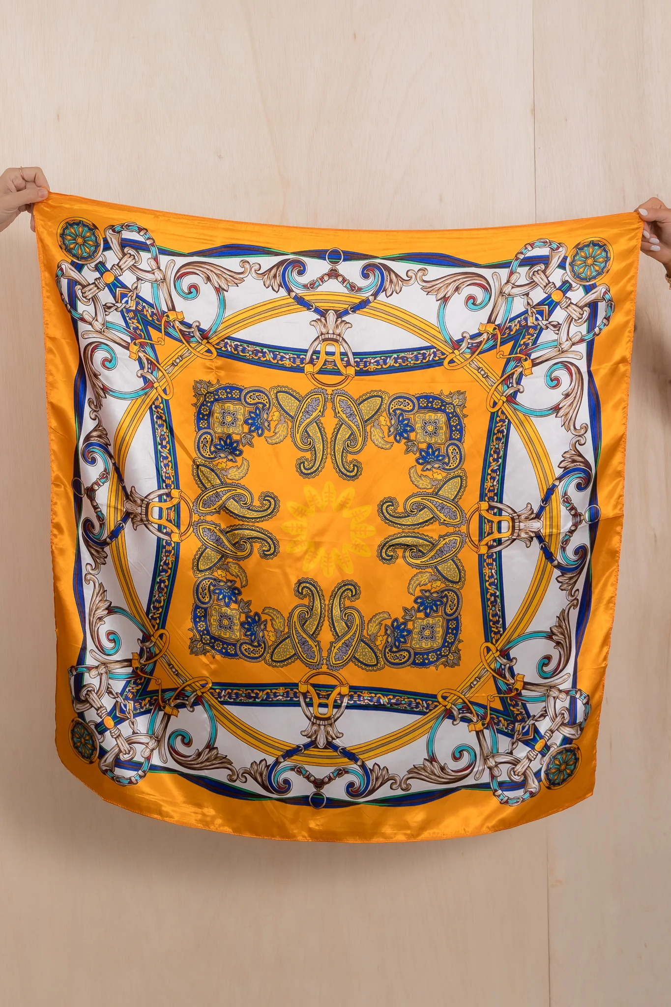 Emma Orange Paisley Print Scarf - Image 2