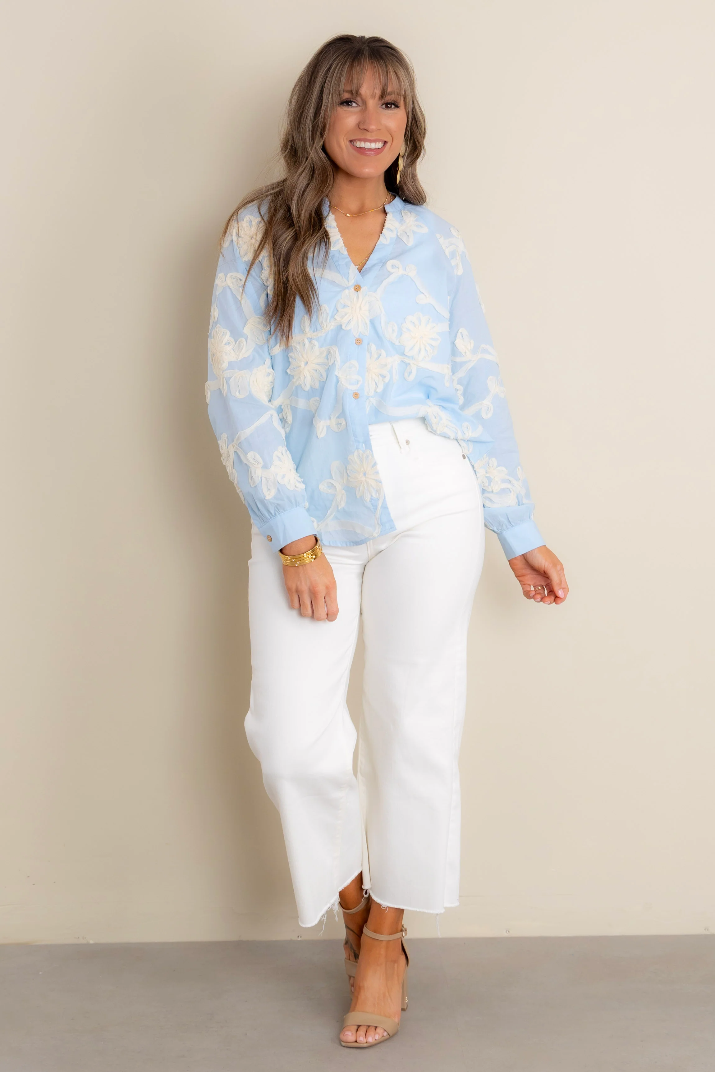 Emory High Rise Cropped Flare Ivory Pant - Image 2
