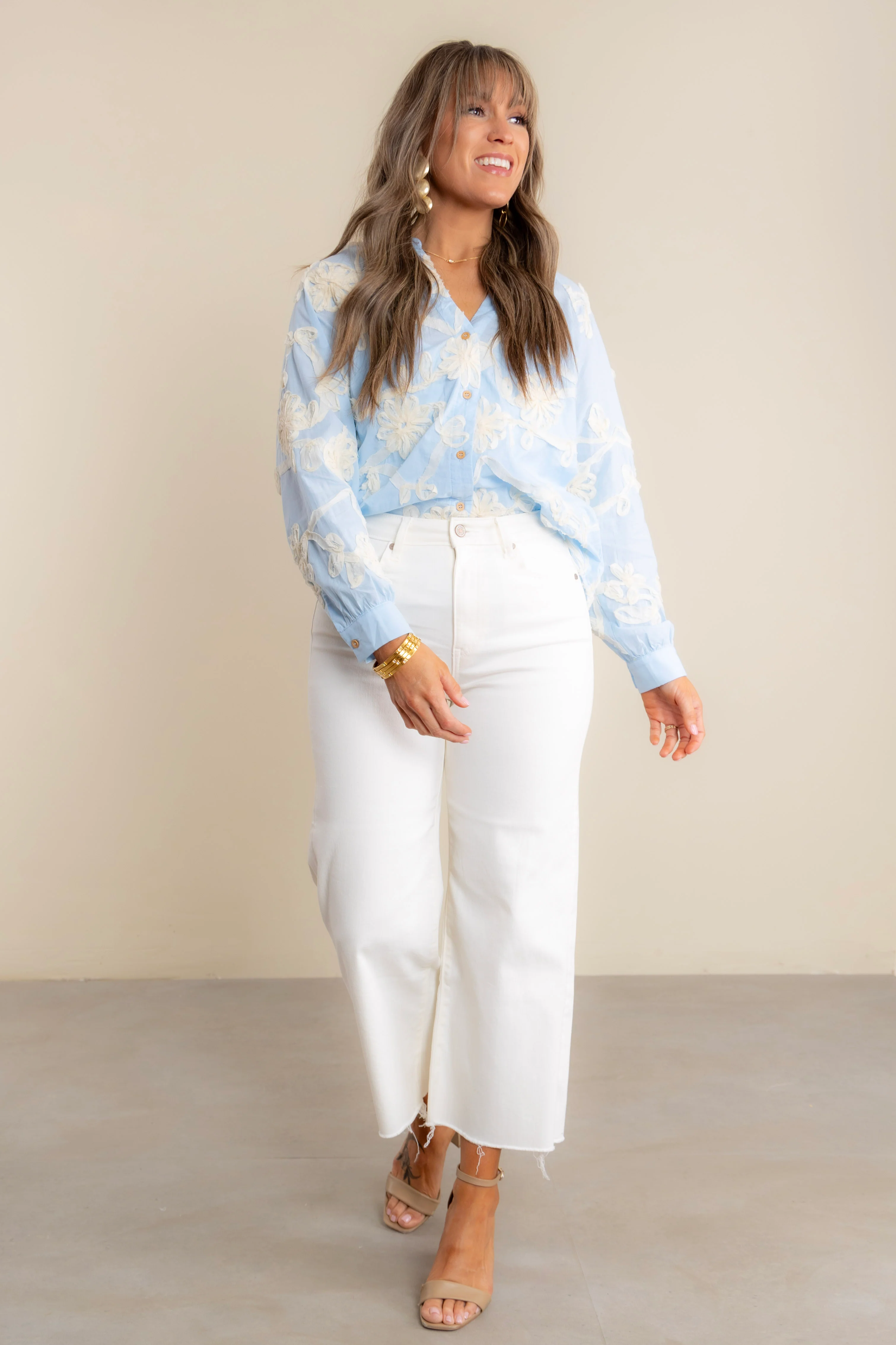 Emory High Rise Cropped Flare Ivory Pant - Image 5