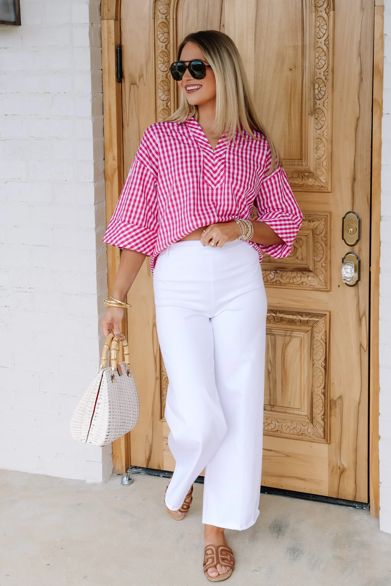 Erin High Waisted White Wide Leg Pant - Image 3