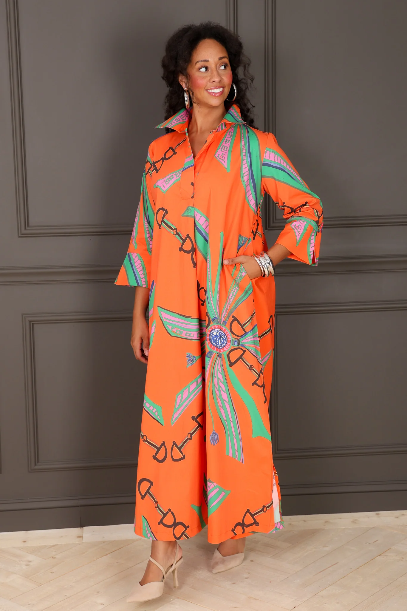 Estate Orange Long Sleeve Maxi Dress - Image 2