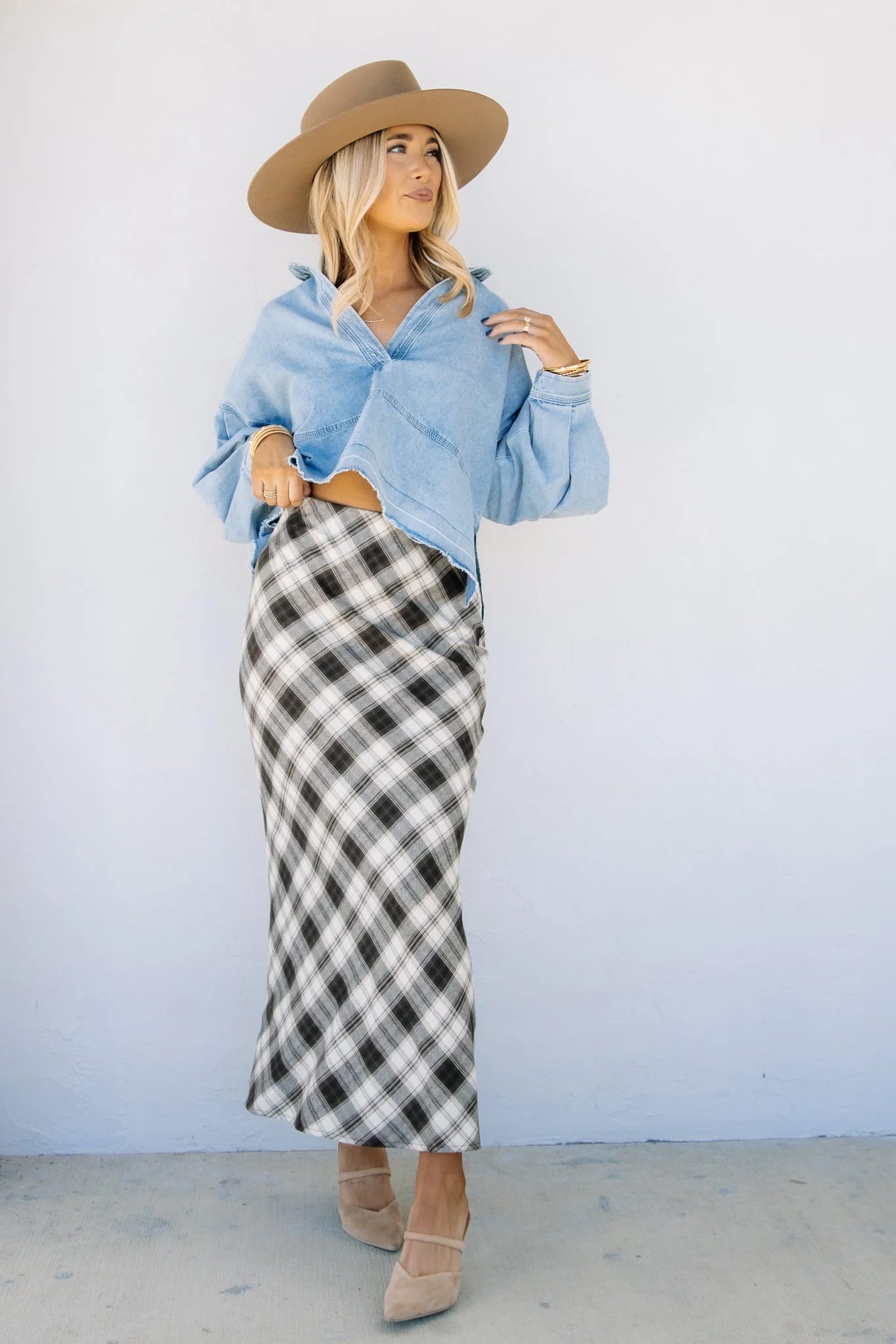 Z Supply Europa Black Plaid Midi Skirt - Image 7