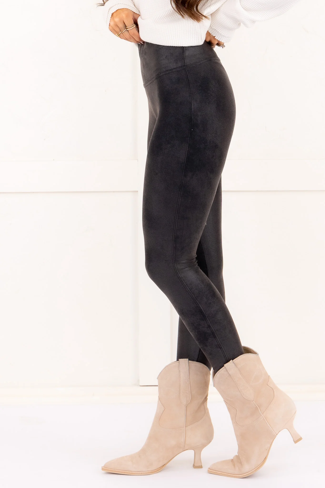 DOORBUSTER - Our Favorite Faux Leather Fleece Lined Leggings | Spanx - Image 3