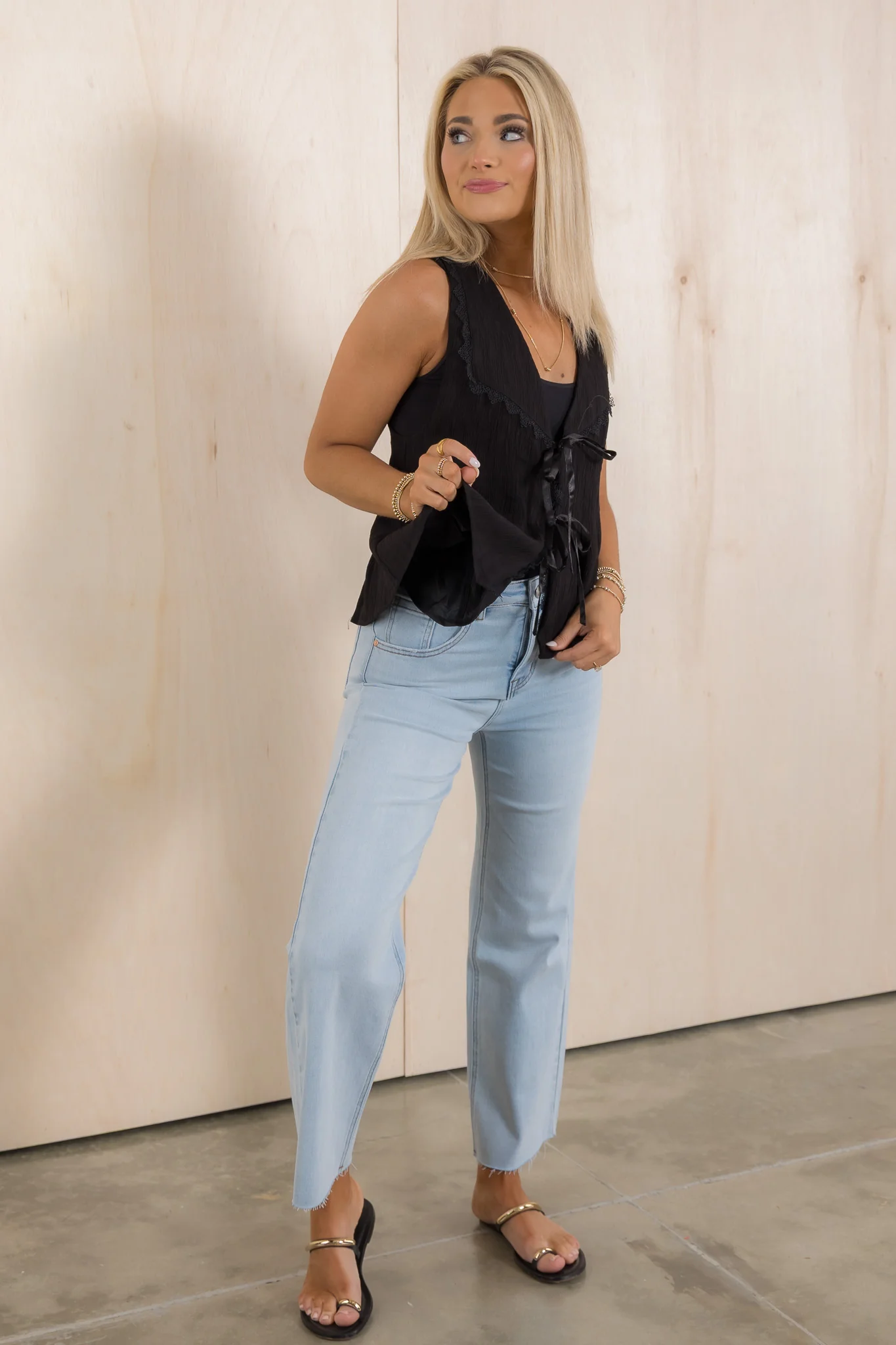 Favorite Chapter Black Sleeveless Lace Tie Vest *Final Sale* - Image 3