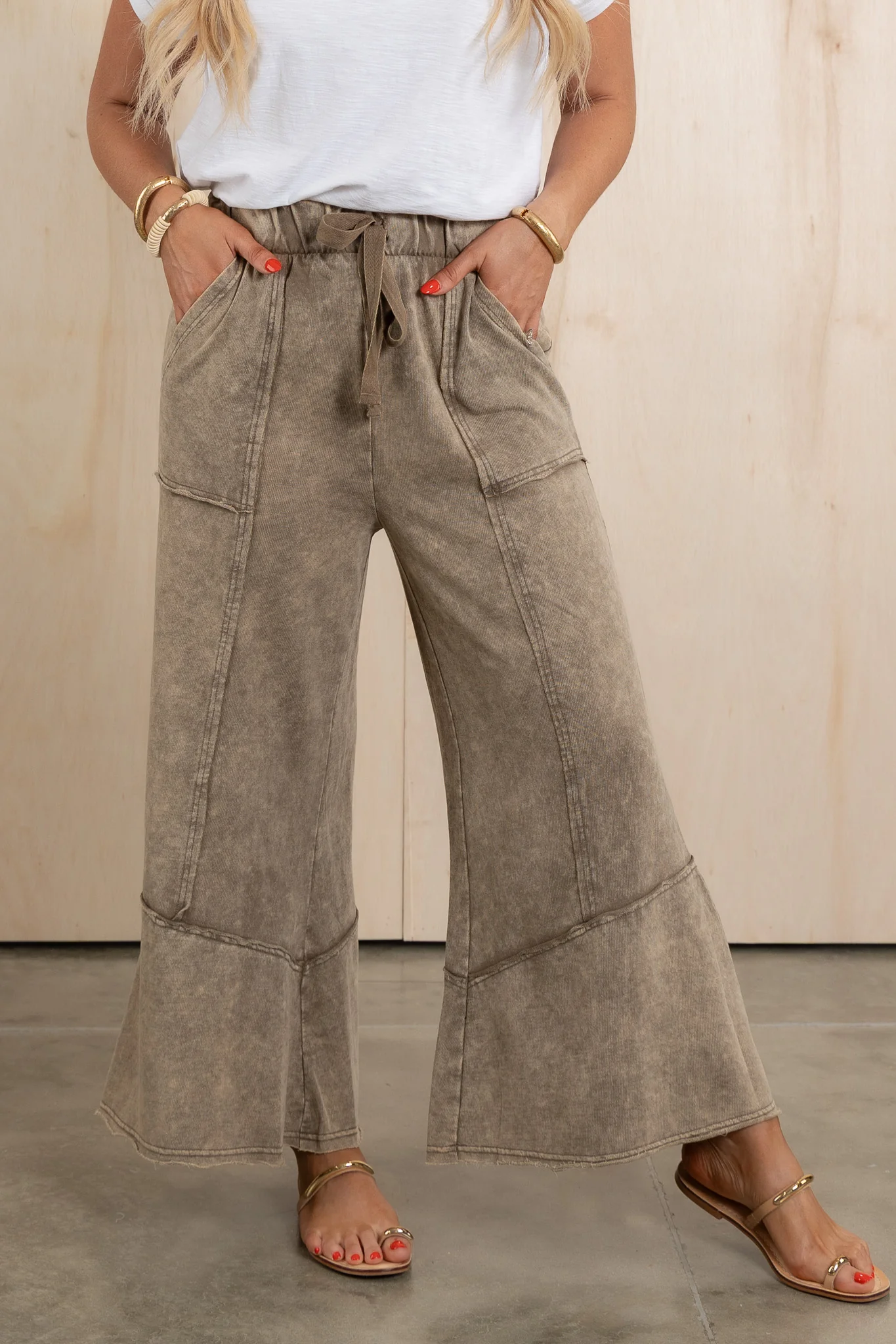 Sunday Slow Down Mocha Wide Leg Pants - Image 3