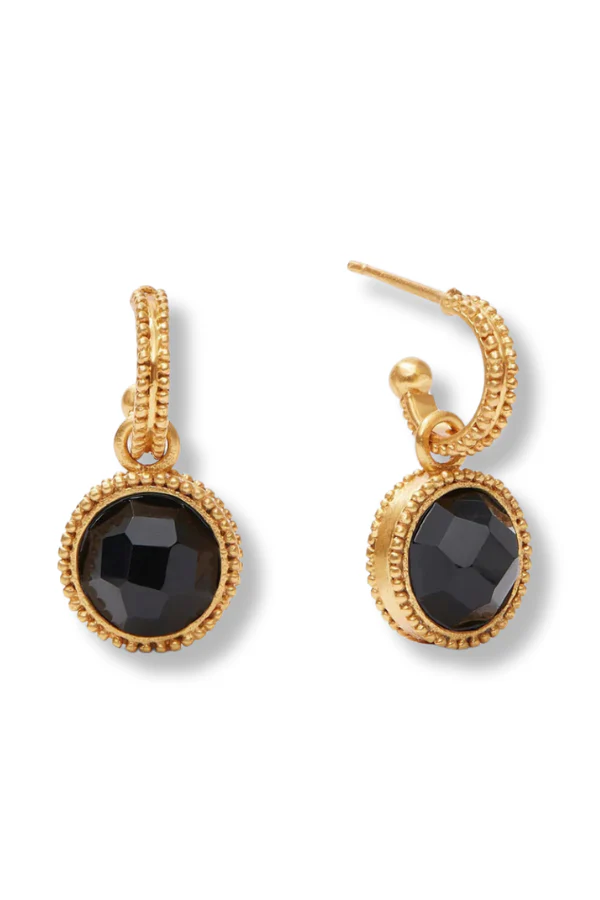 Julie Vos Fleur-de-Lis Obsidian Black Hoop & Charm Earring