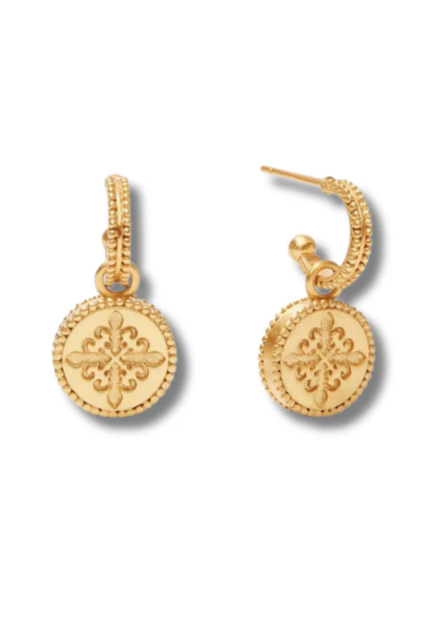 Julie Vos Fleur-de-Lis Obsidian Black Hoop & Charm Earring - Image 2