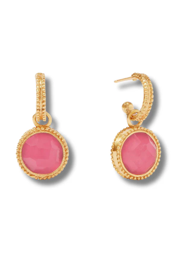 Fleur-de-Lis Hoop & Charm Earrings- Peony | Julie Vos
