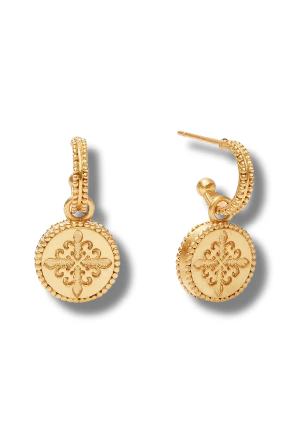 Fleur-de-Lis Hoop & Charm Earrings- Peony | Julie Vos - Image 2