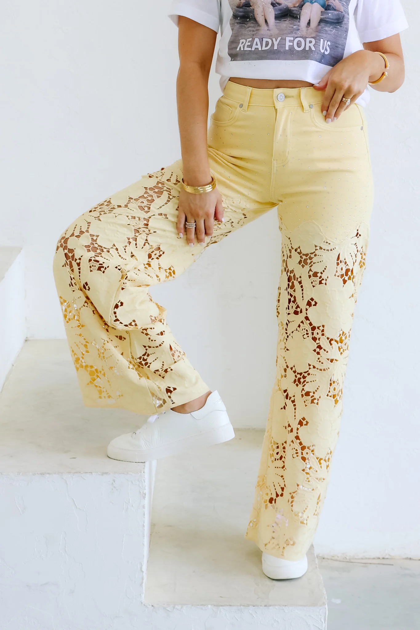 Flora High Rise Butter Yellow Wide Leg Jean - Image 2