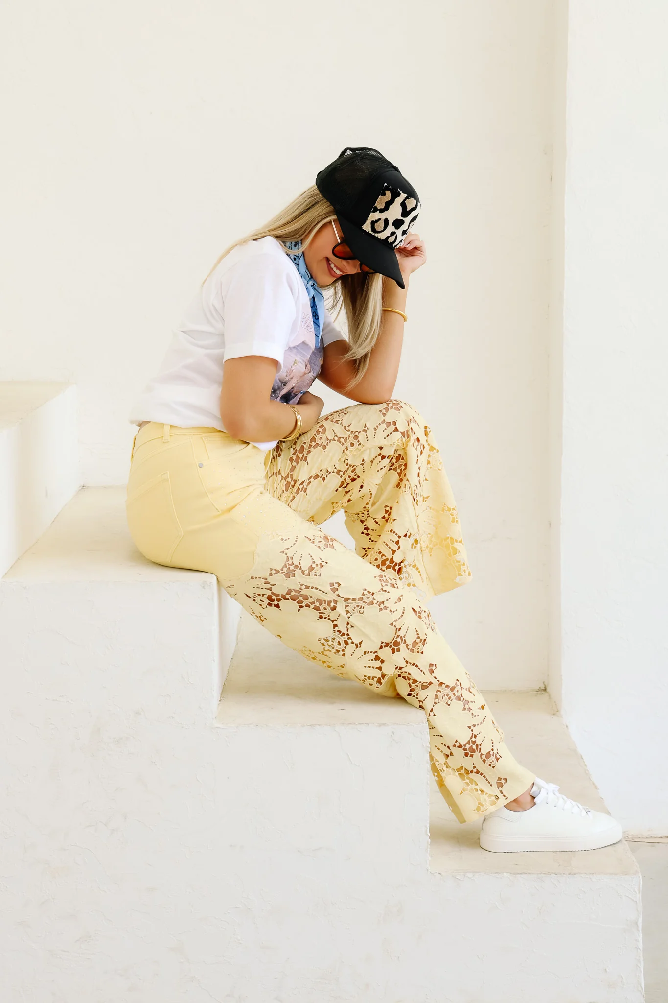 Flora High Rise Butter Yellow Wide Leg Jean - Image 3
