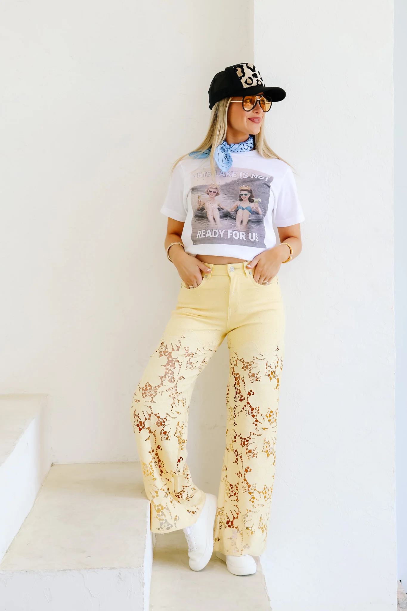 Flora High Rise Butter Yellow Wide Leg Jean - Image 5