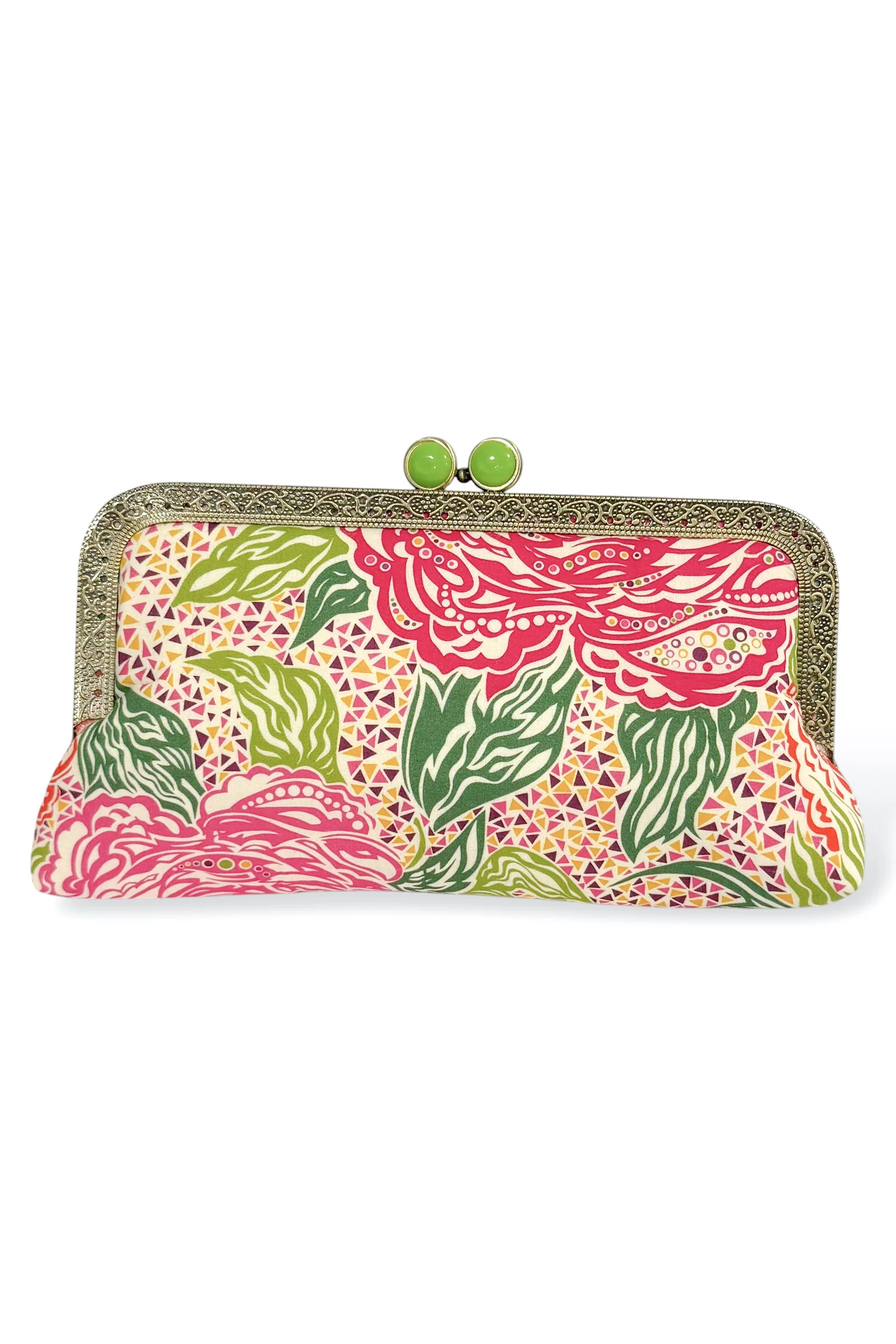 The Midi Lime Floral Mosaic Clutch Purse