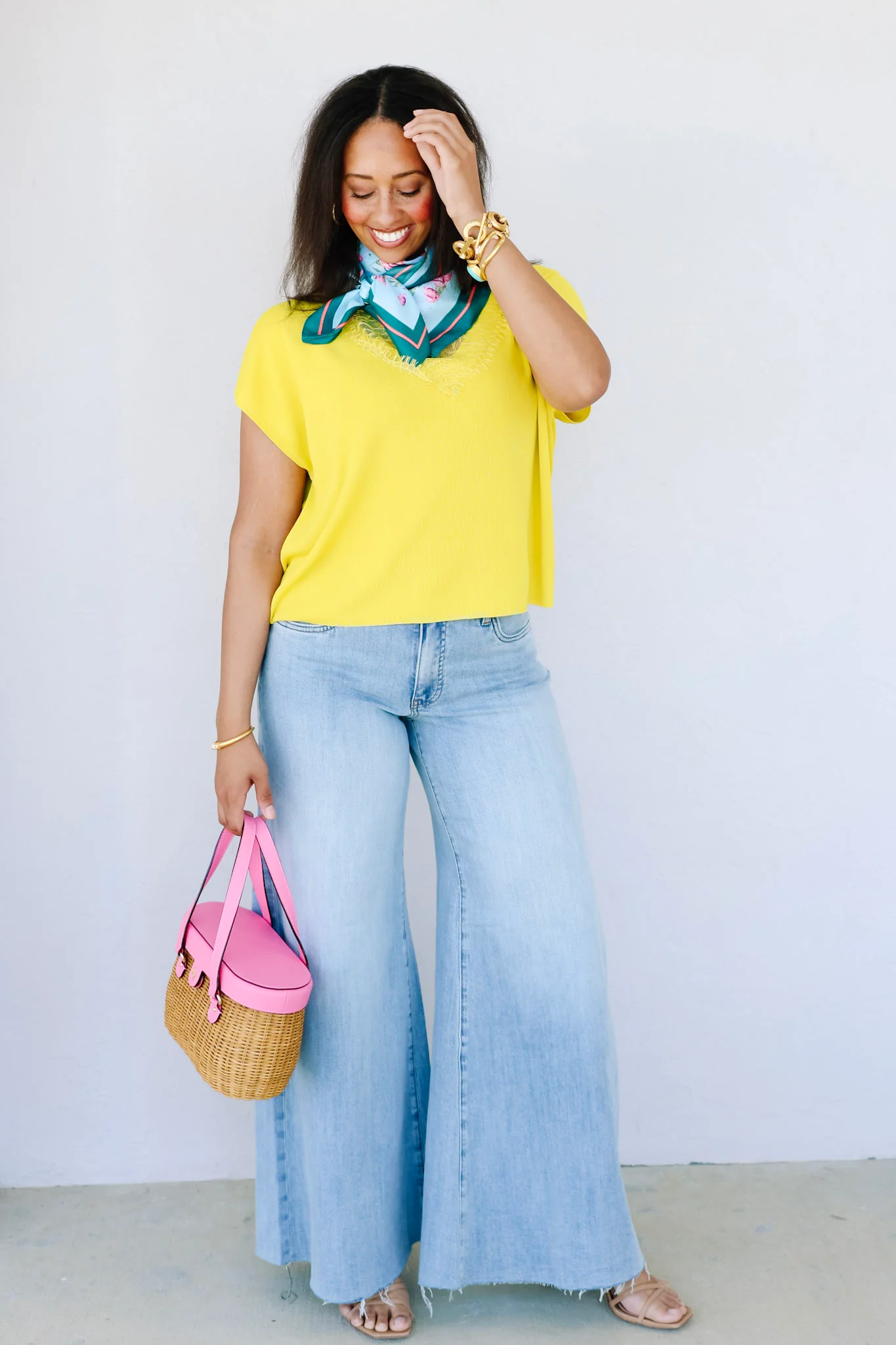 Savannah Blue Floral Print Scarf - Image 4