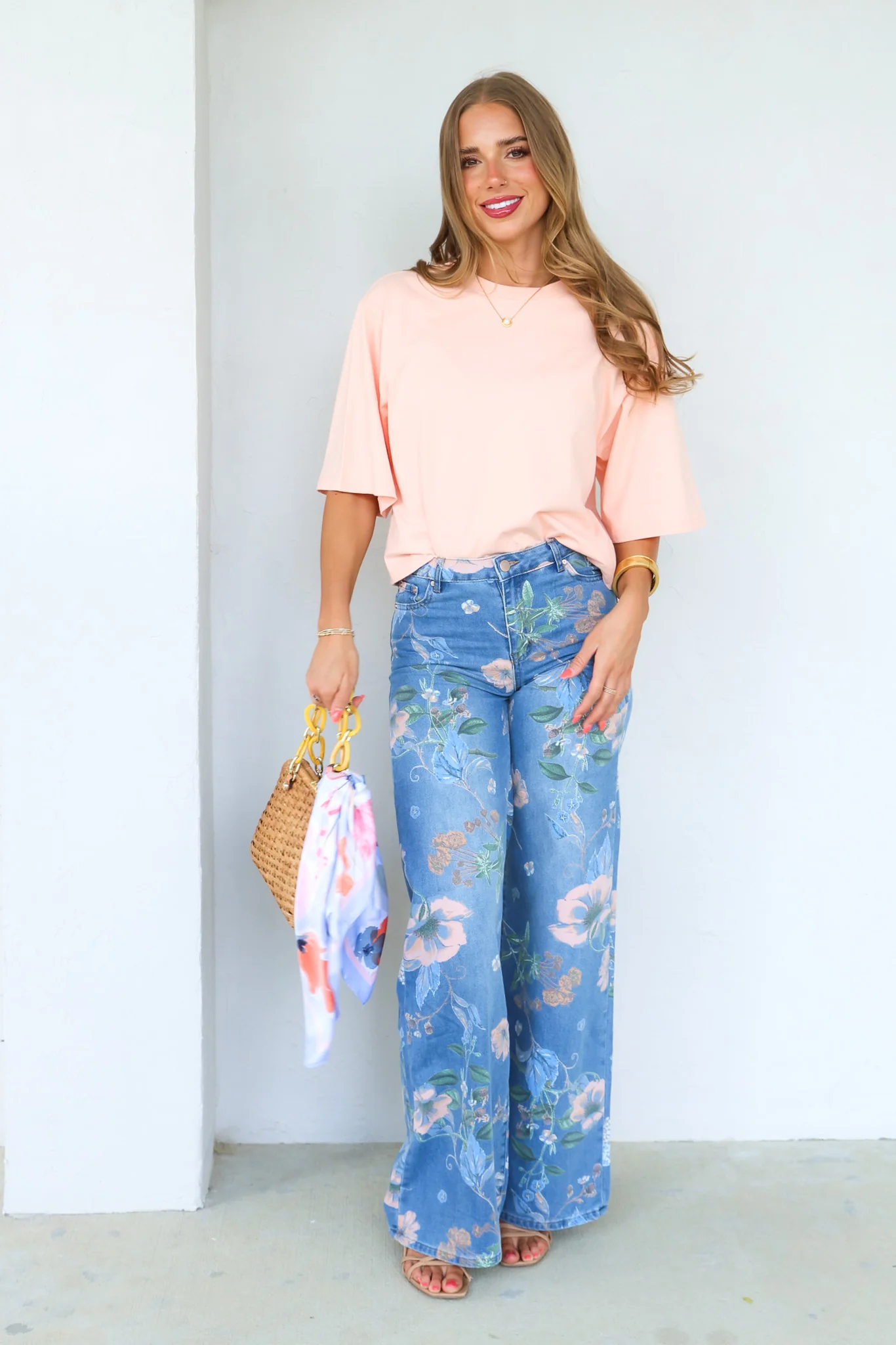 Haven Floral Print Indigo Wide Leg Jean - Image 2