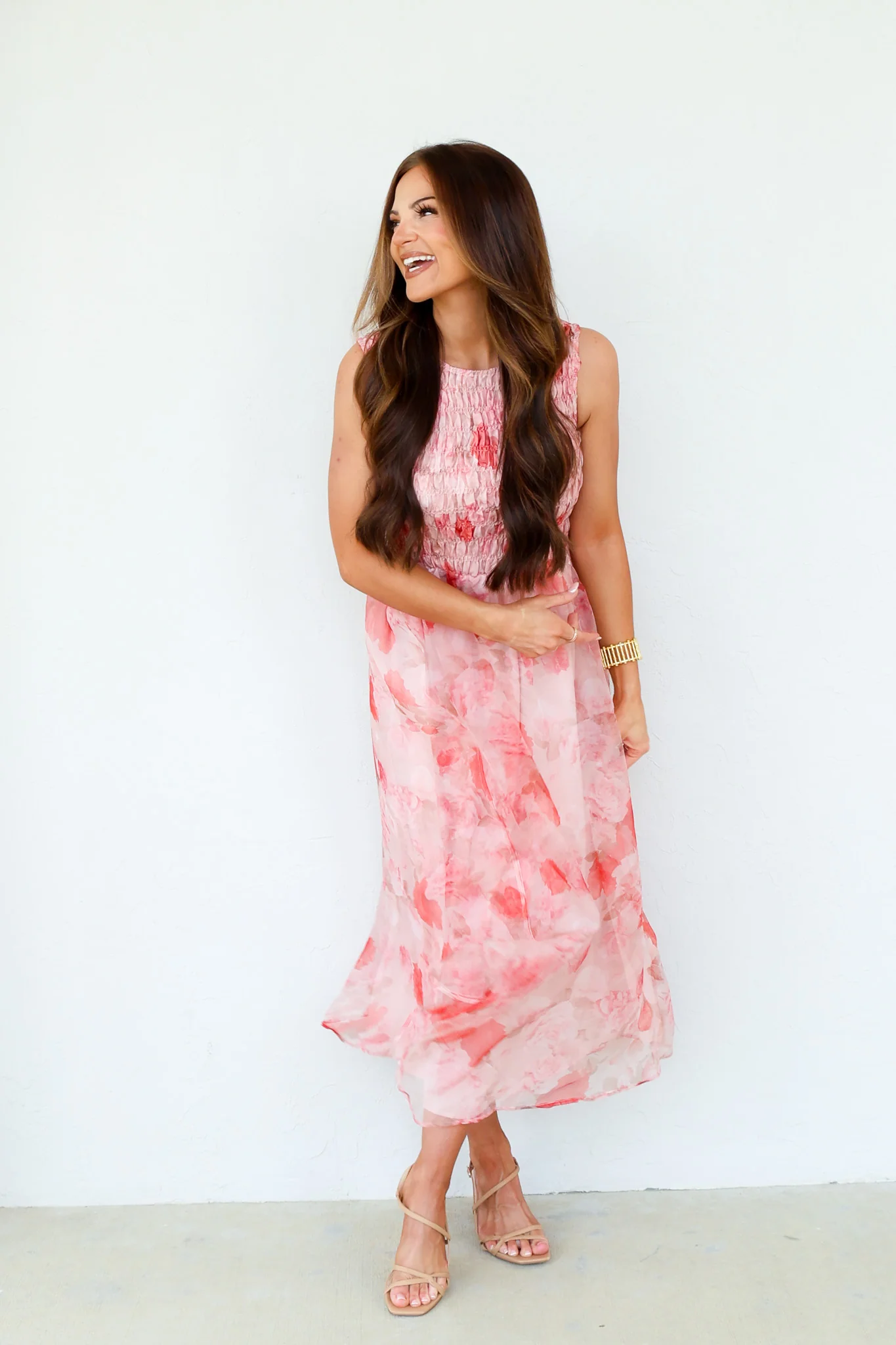 Elizabeth Floral Rose Multi Sleeveless Midi Dress - Image 5