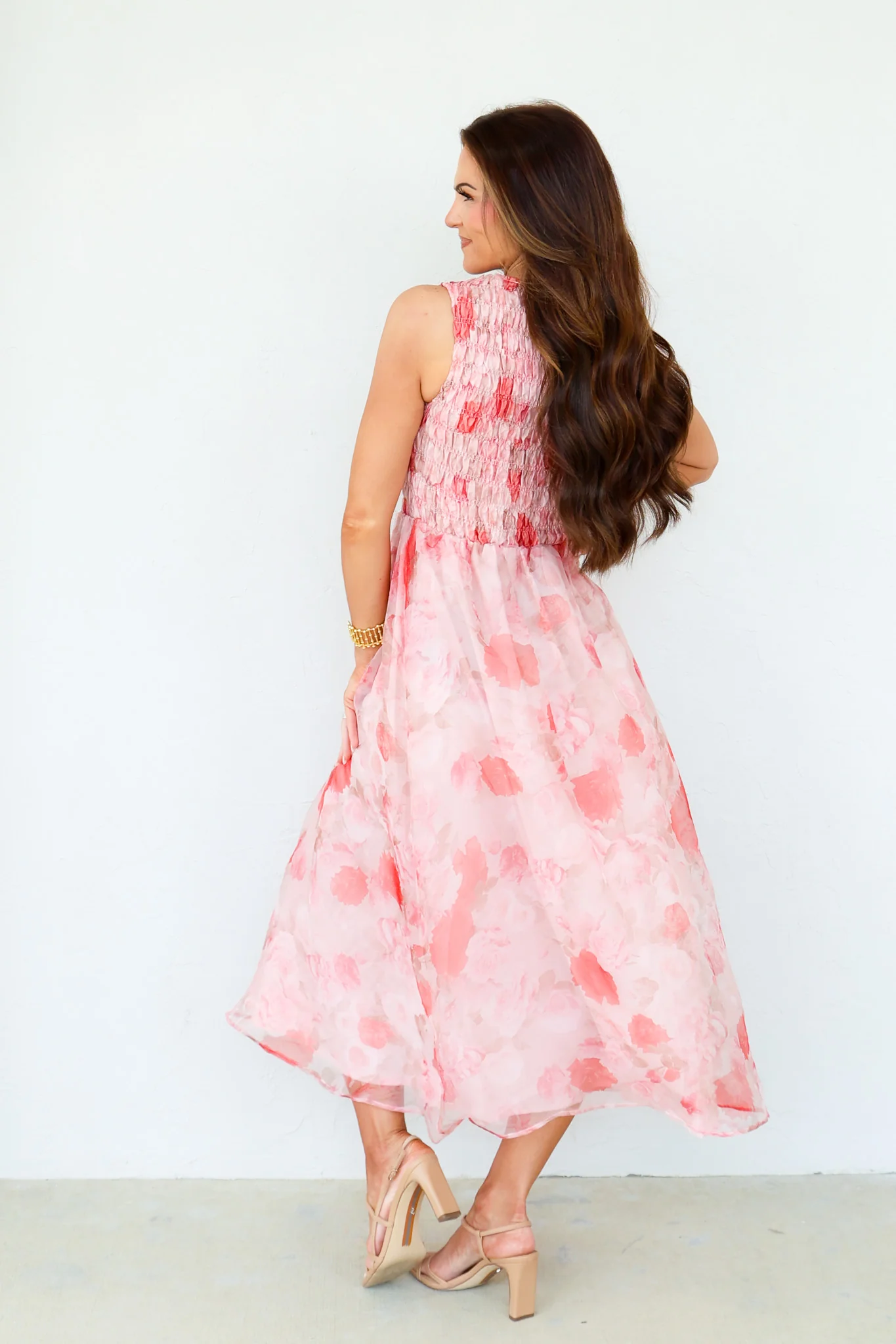 Elizabeth Floral Rose Multi Sleeveless Midi Dress - Image 6