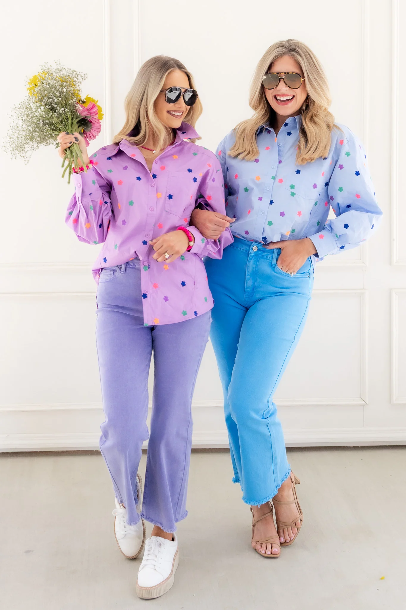 Landry Flower Embroidery Lavender Long Sleeve Top - Image 3