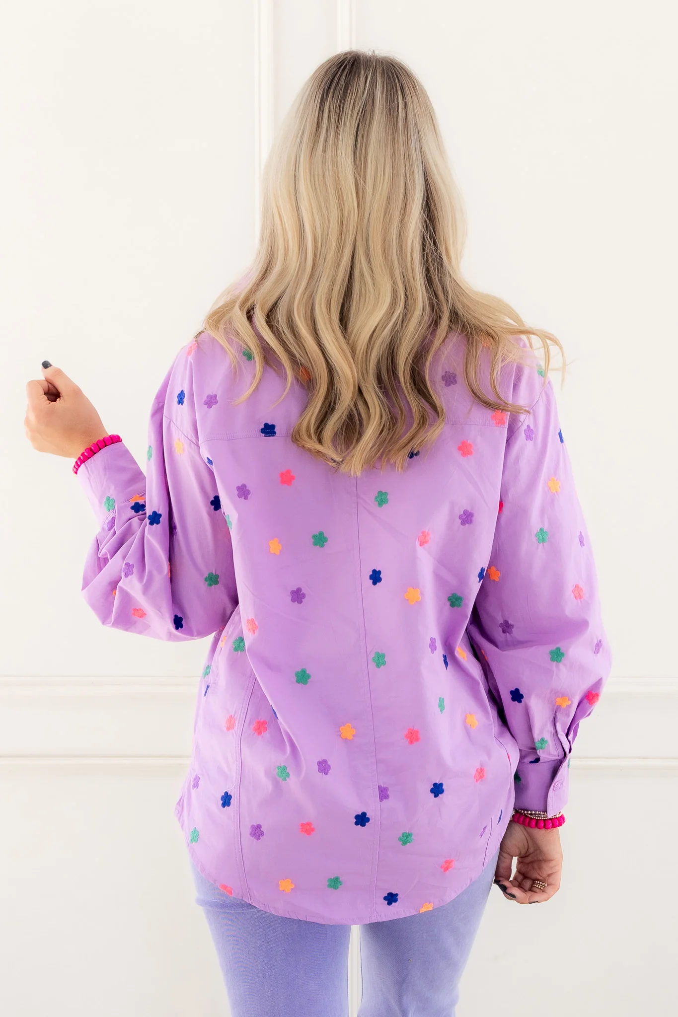 Landry Flower Embroidery Lavender Long Sleeve Top - Image 6