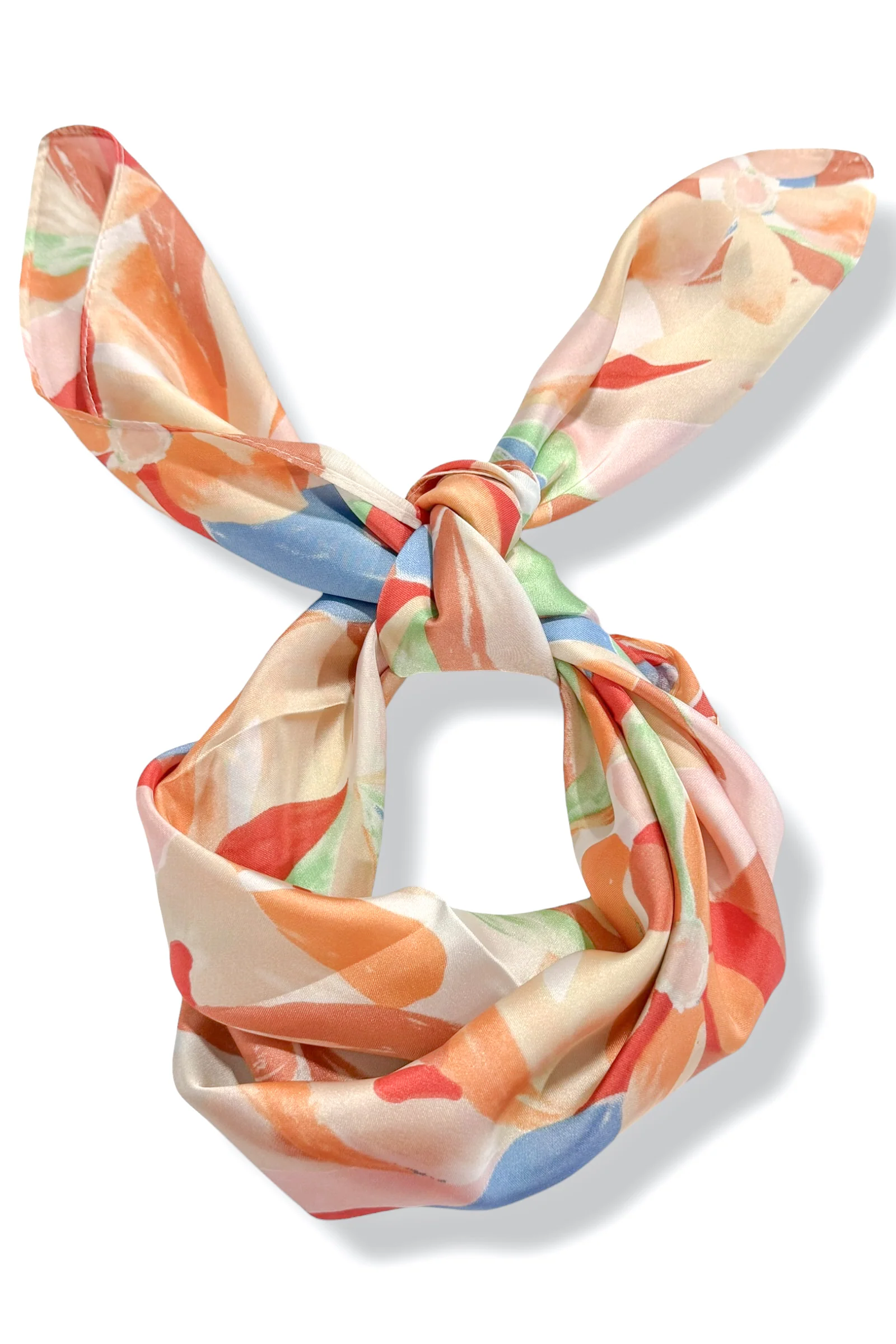 Never Better Peach Floral Square Scarf