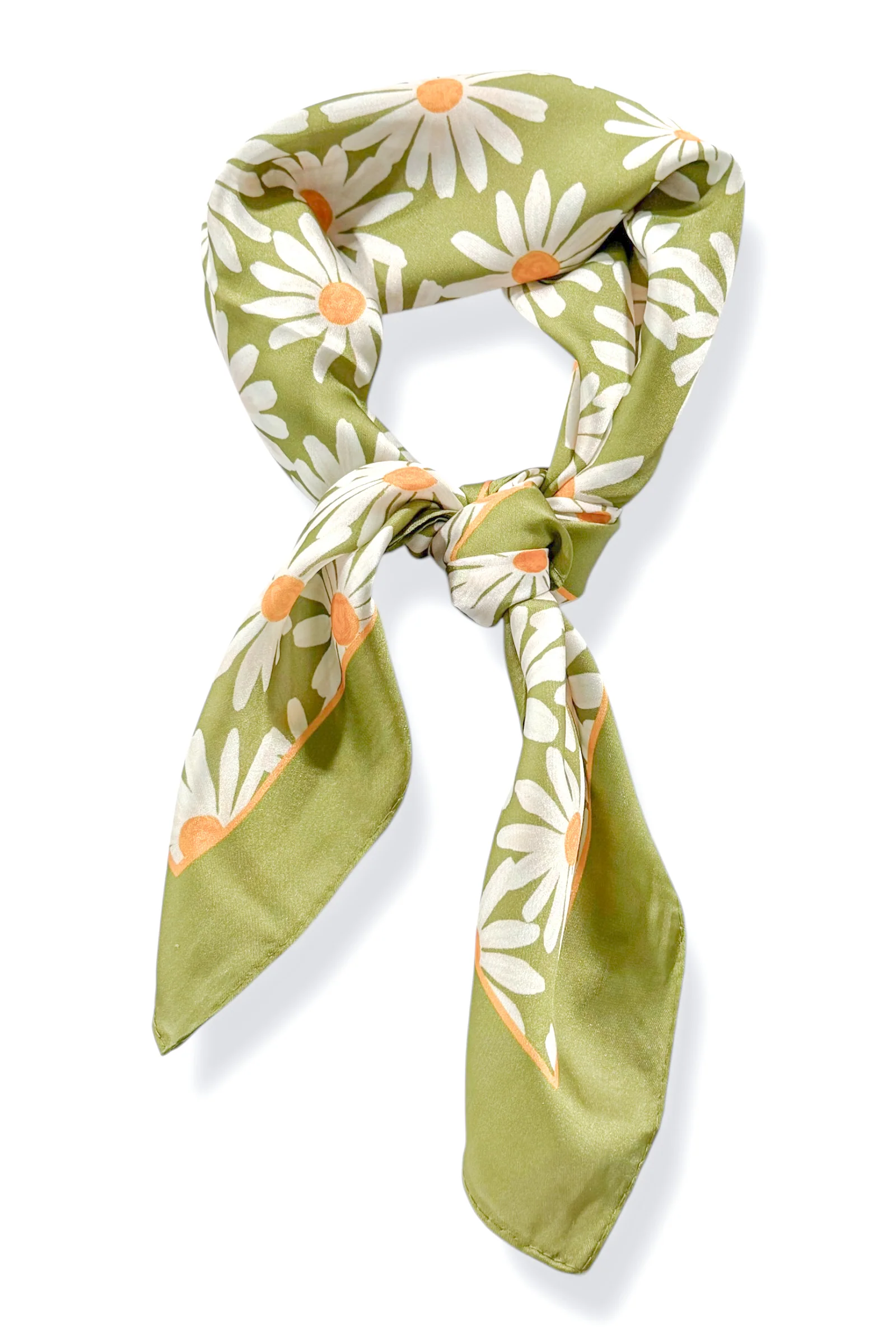 Rosalie Green Flower Silky Scarf