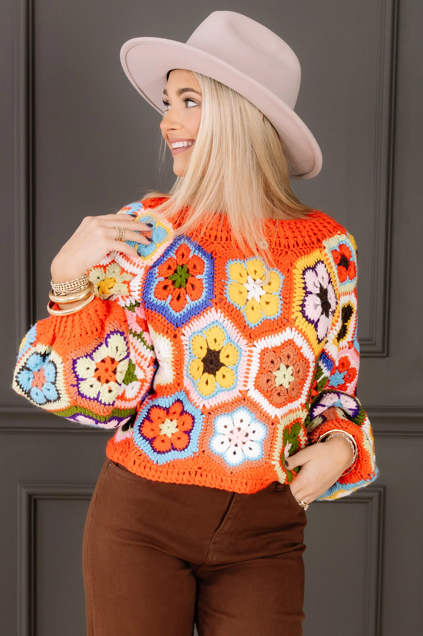 Flowerchild Red Chunky Long Sleeve Sweater Top - Image 3