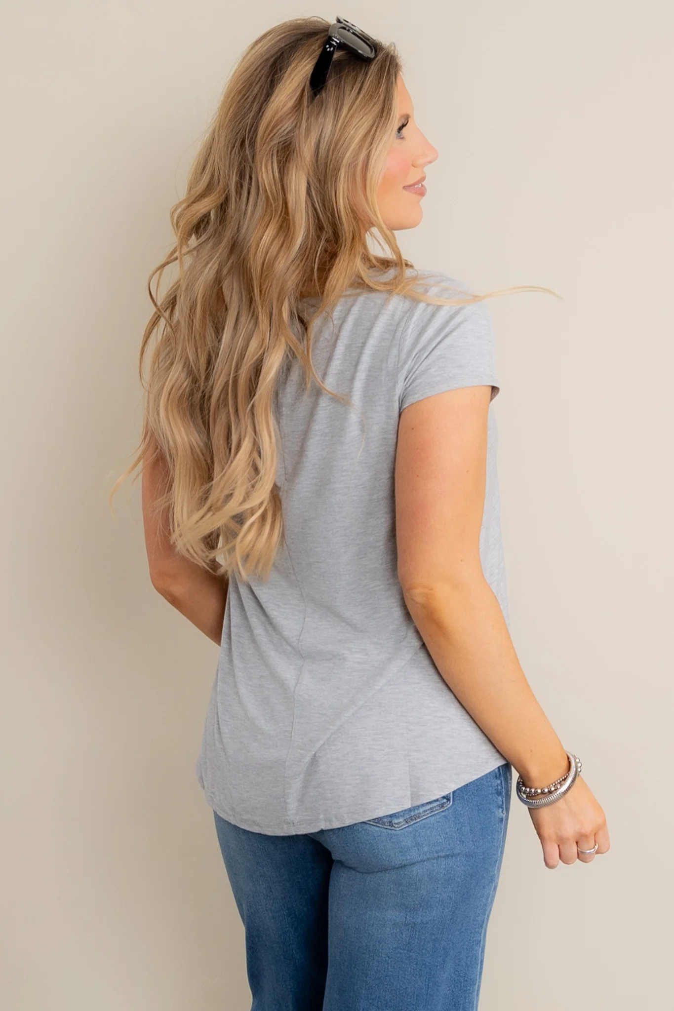 Go With The Flow H. Grey Short Sleeve Top - FINAL SALE - Image 3