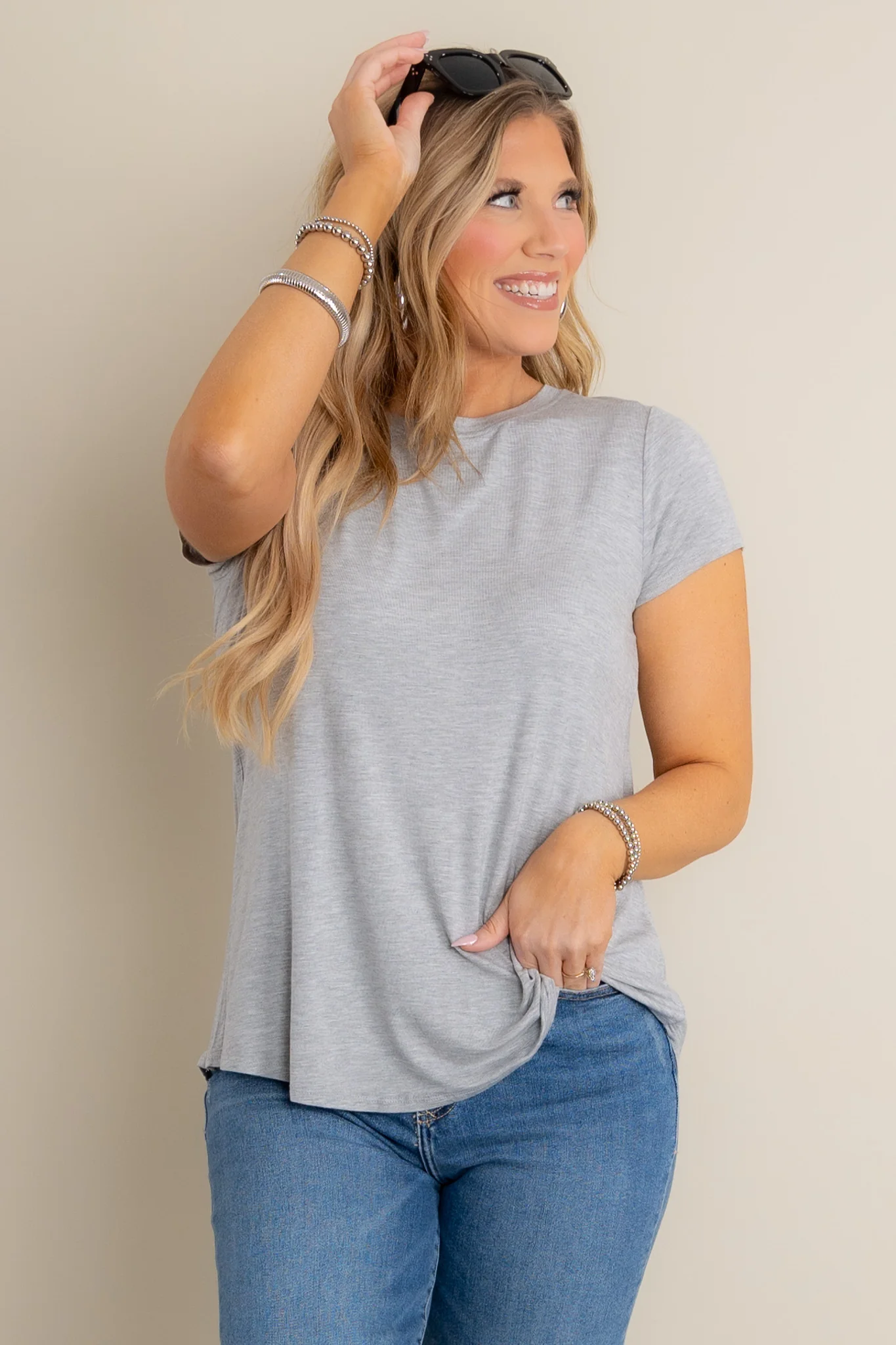 Go With The Flow H. Grey Short Sleeve Top - FINAL SALE - Image 4