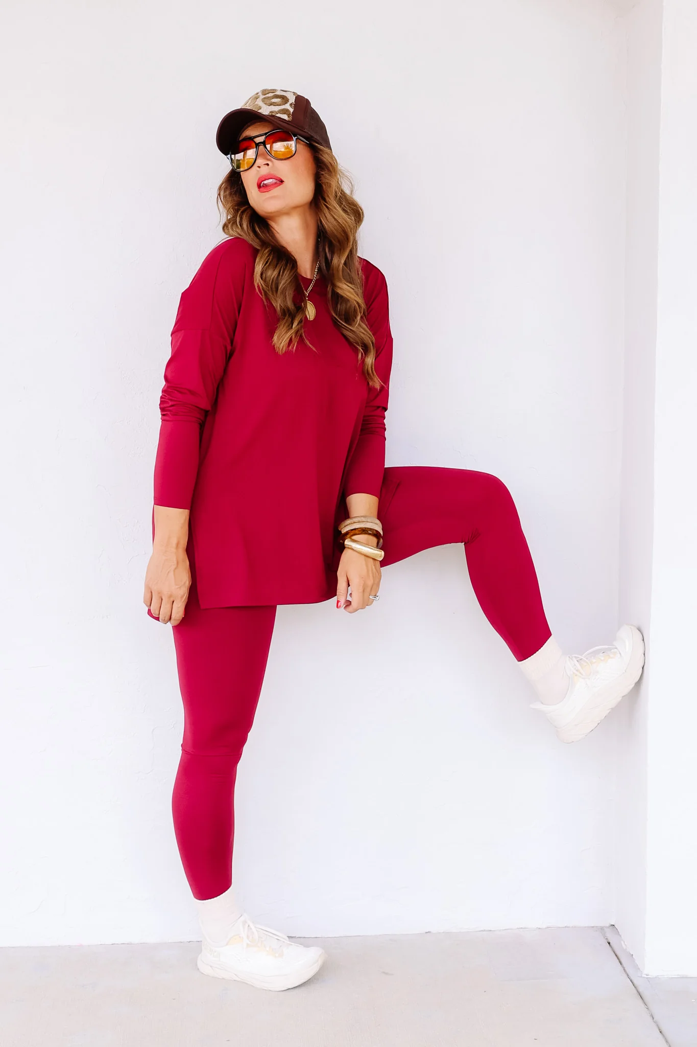 Follow Along Cabernet Long Sleeve Lounge Pant Set - Image 3