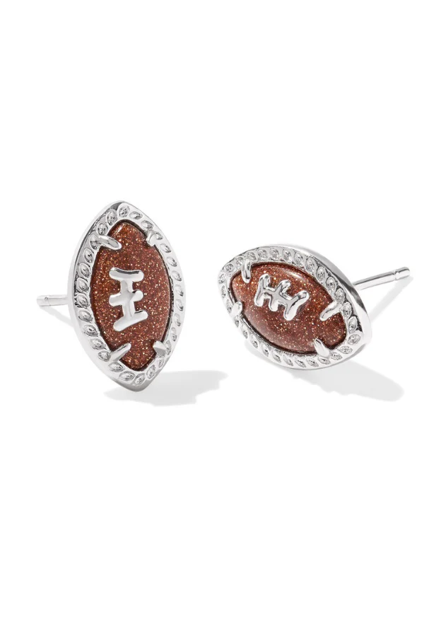 Football Stud Earrings - Silver Orange Goldstone | Kendra Scott - FINAL SALE