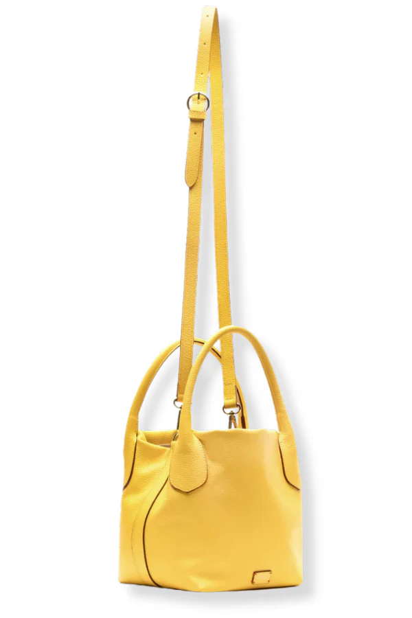 Frances Valentine Sweet Pea Mini Tumbled Leather Yellow Bag