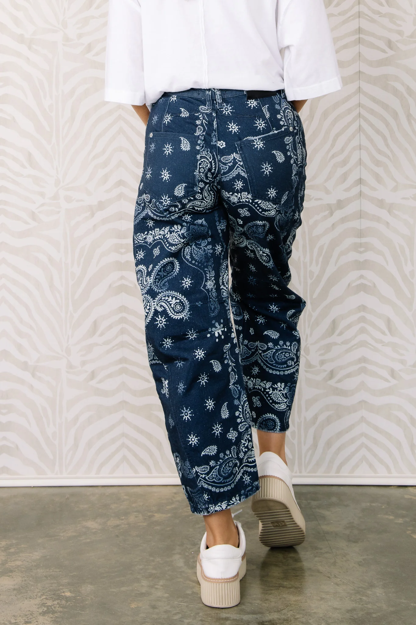 Free People Good Luck Navy Bandana Barrel Pant - Image 2