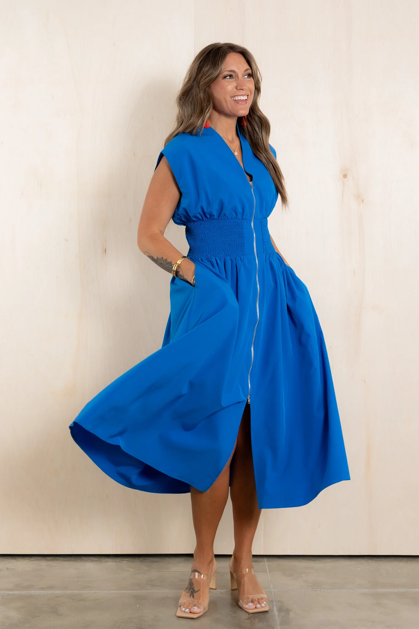 Claudia Ocean Blue Sleeveless Midi Dress
