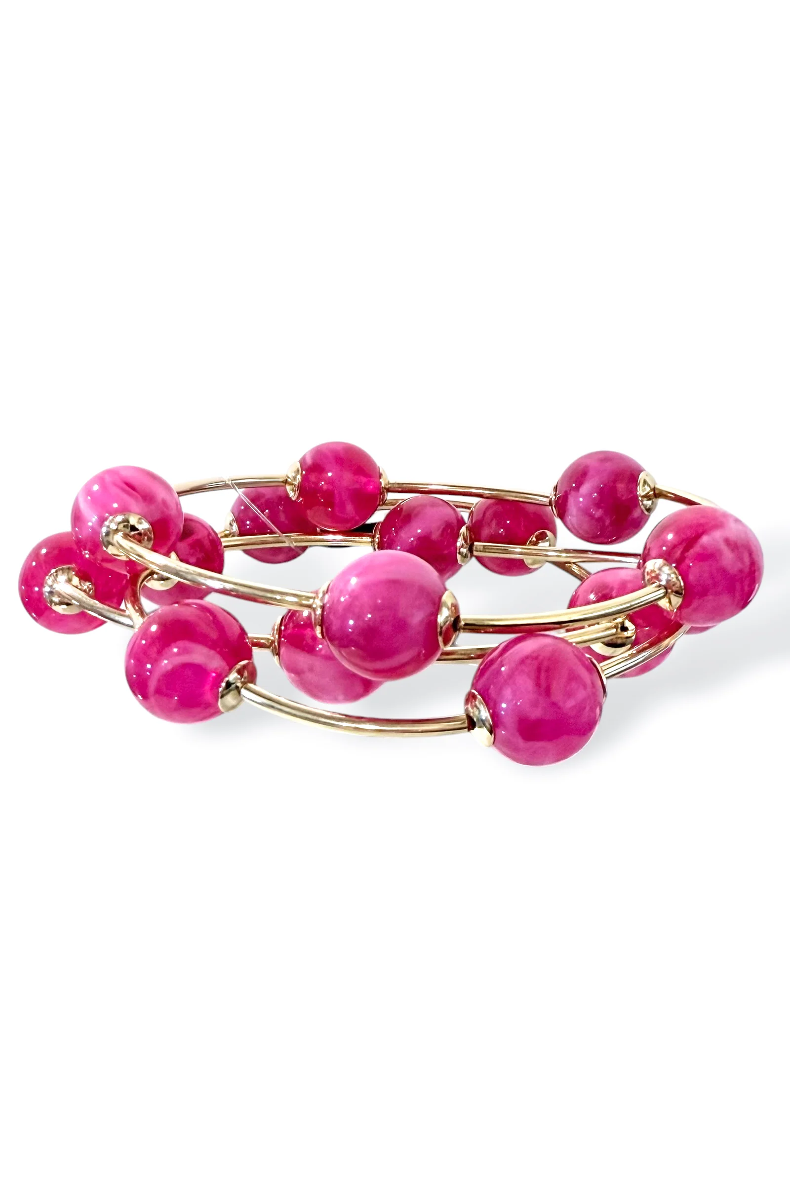 On The Average Fuchsia Ball & Bar Station Bracelet Set