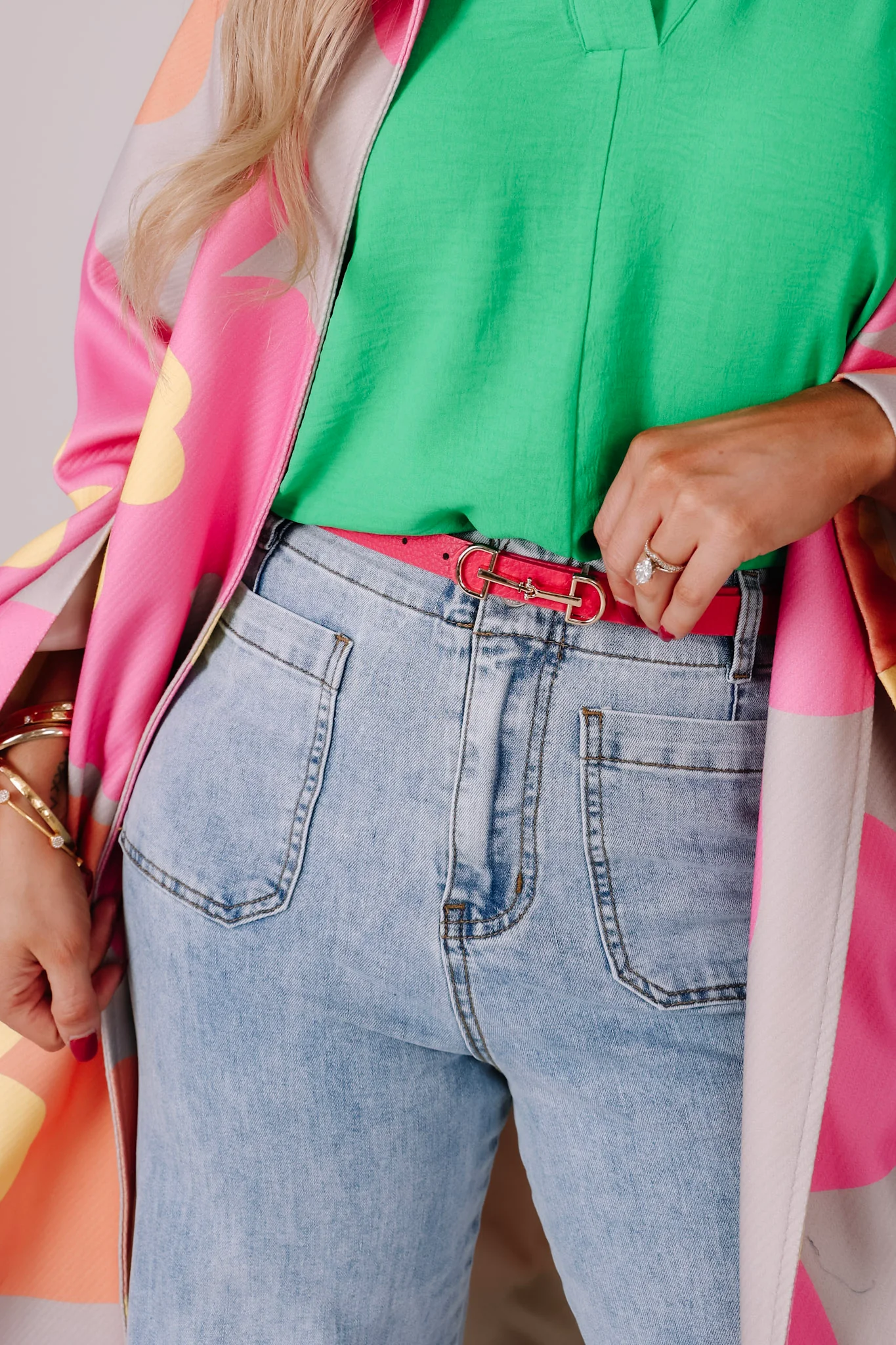 Here She Comes Fuchsia Horse Bit Skinny Belt - Image 3