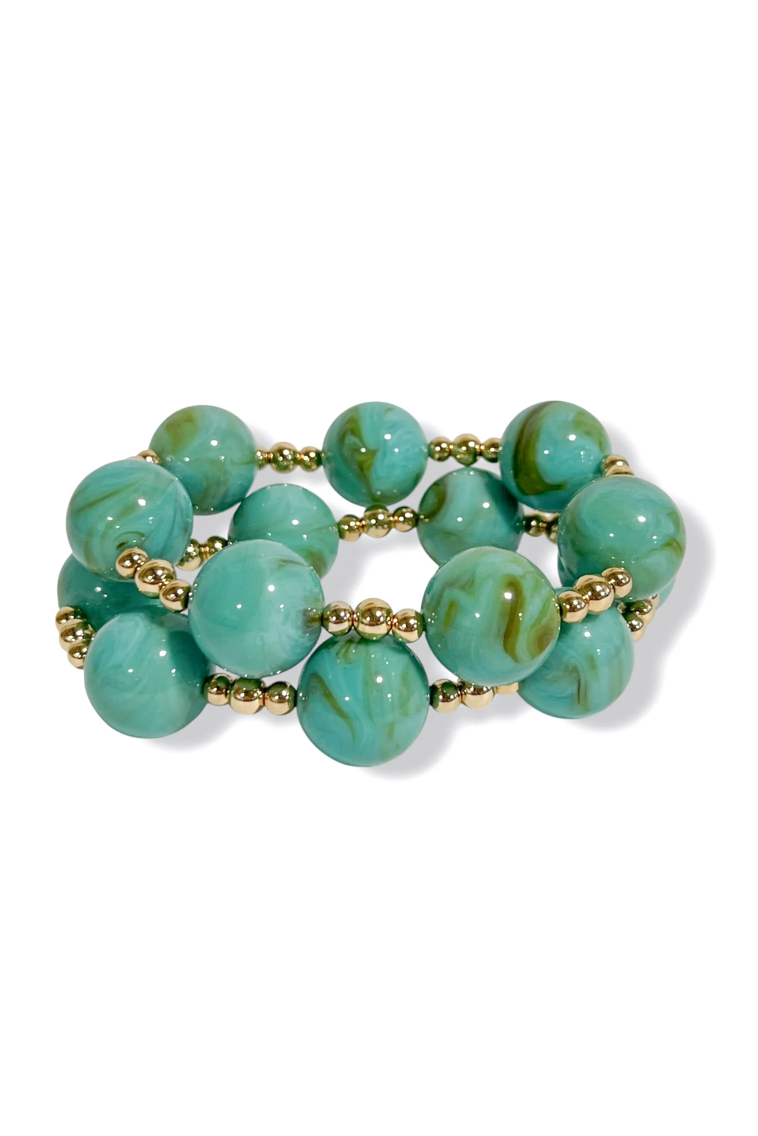 Gather For More Turquoise Marble Ball Bracelet Set