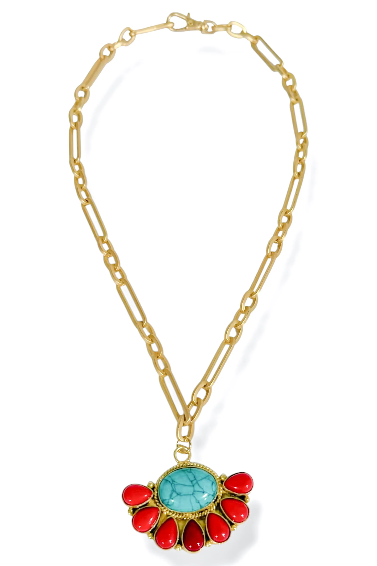 Virtue Here It Comes Gemstone Fanned Pendant Necklace
