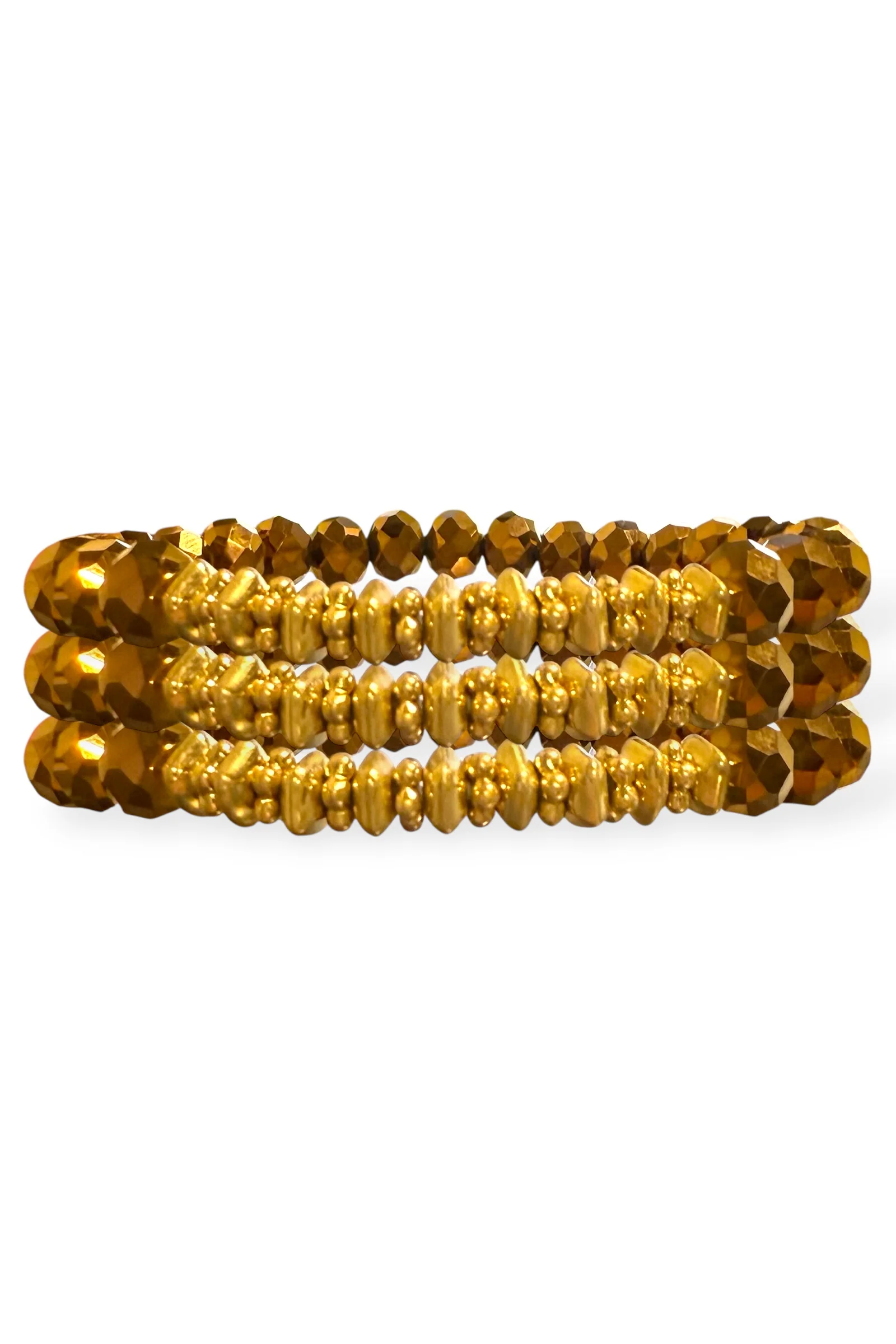 Little Things Bronze Faceted Beaded Bracelet Set