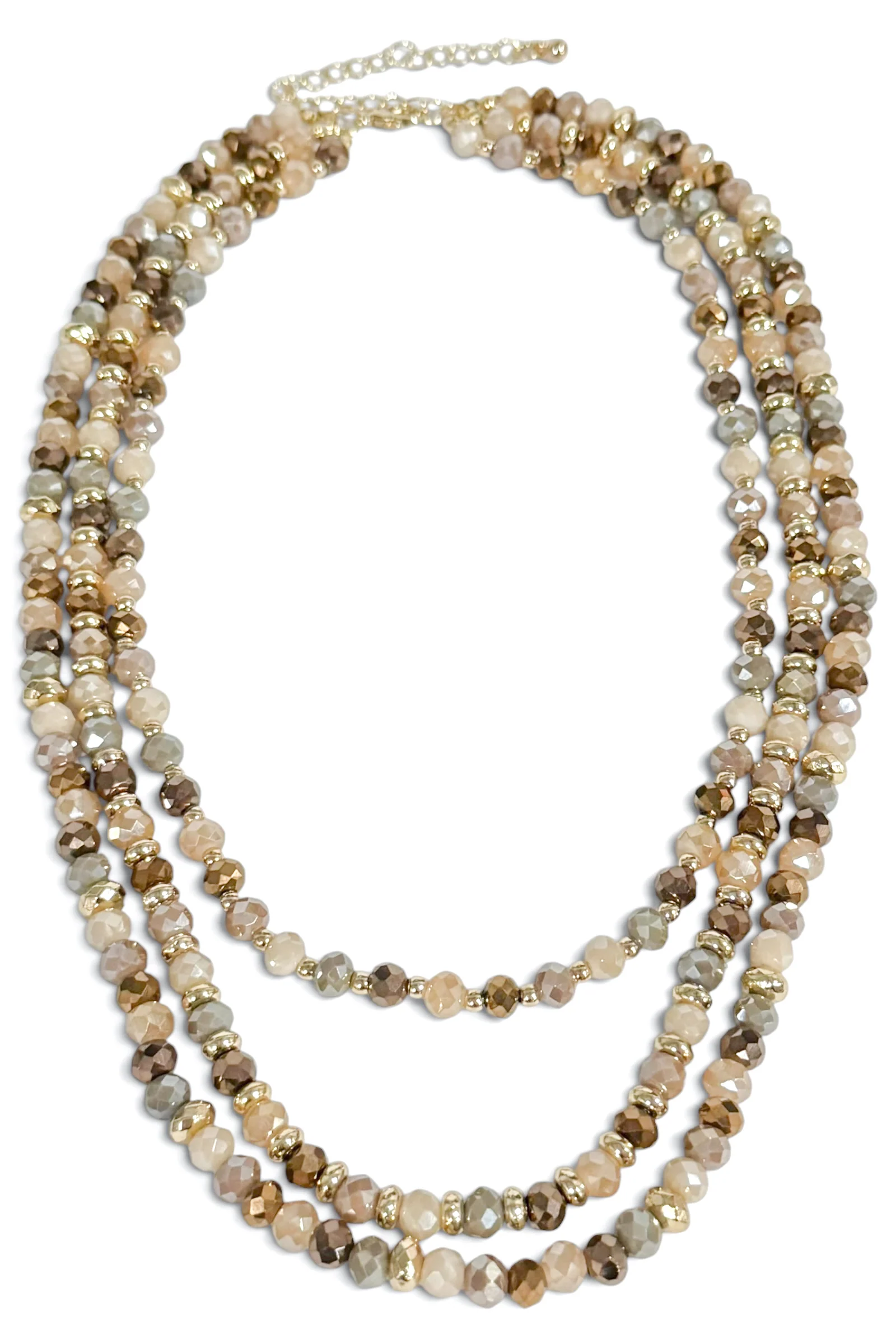 Heading Back Brown Glass Bead Layered Necklace
