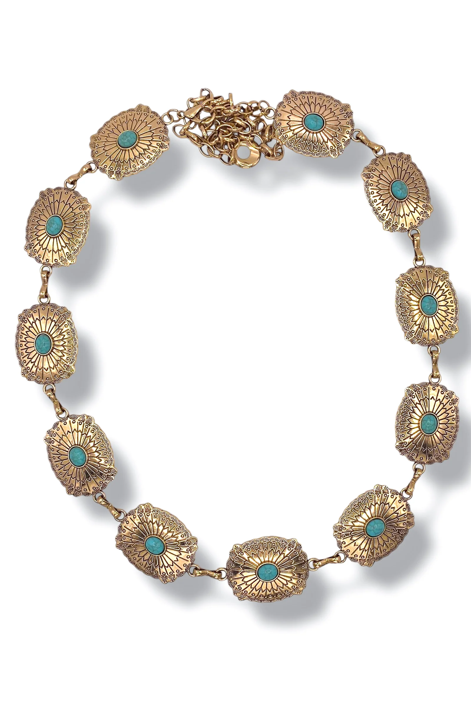 Annie Gold Turquoise Oval Chain Belt - Image 2