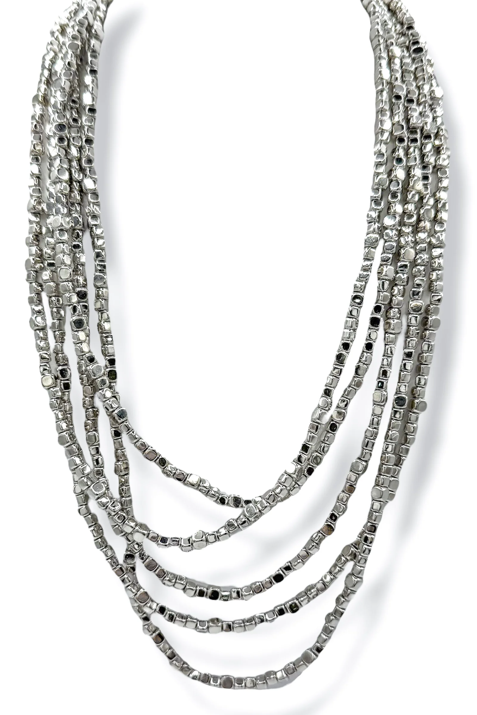 Golden Child Rhodium Bead Layered Necklace