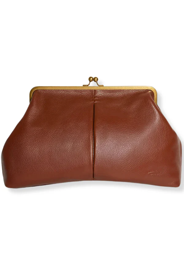 American Leather Co Grace Brandy Oversized Clutch