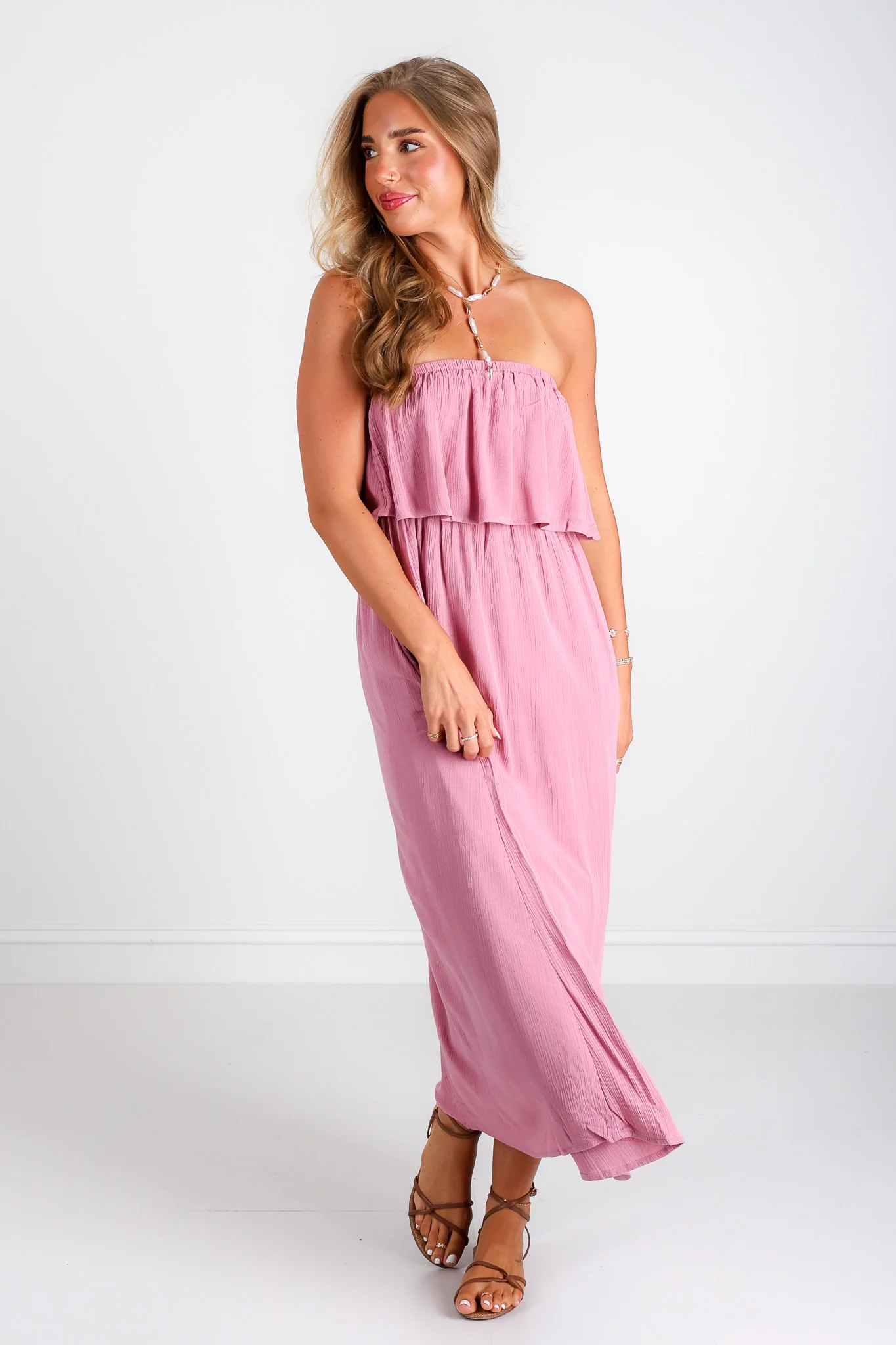 Great Days Ahead Light Rose Strapless Maxi Dress - Image 3